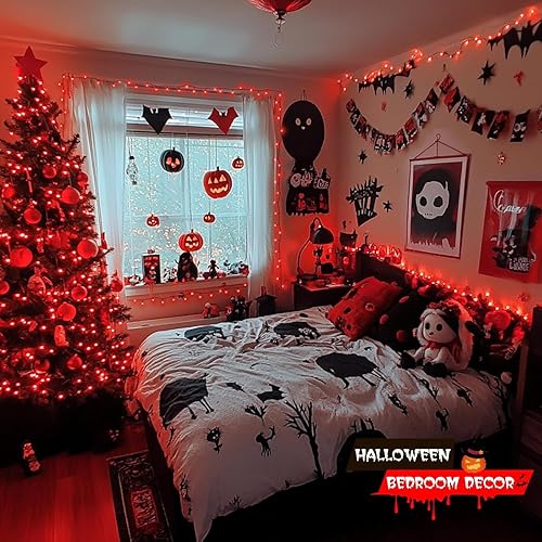 Miniatura 4 de JMEXSUSS Guirnalda de luces de Navidad rojas, 250 luces LED de alambre verde, 91. 5 pies, impermeable, con 8 modos de iluminación, luces LED,