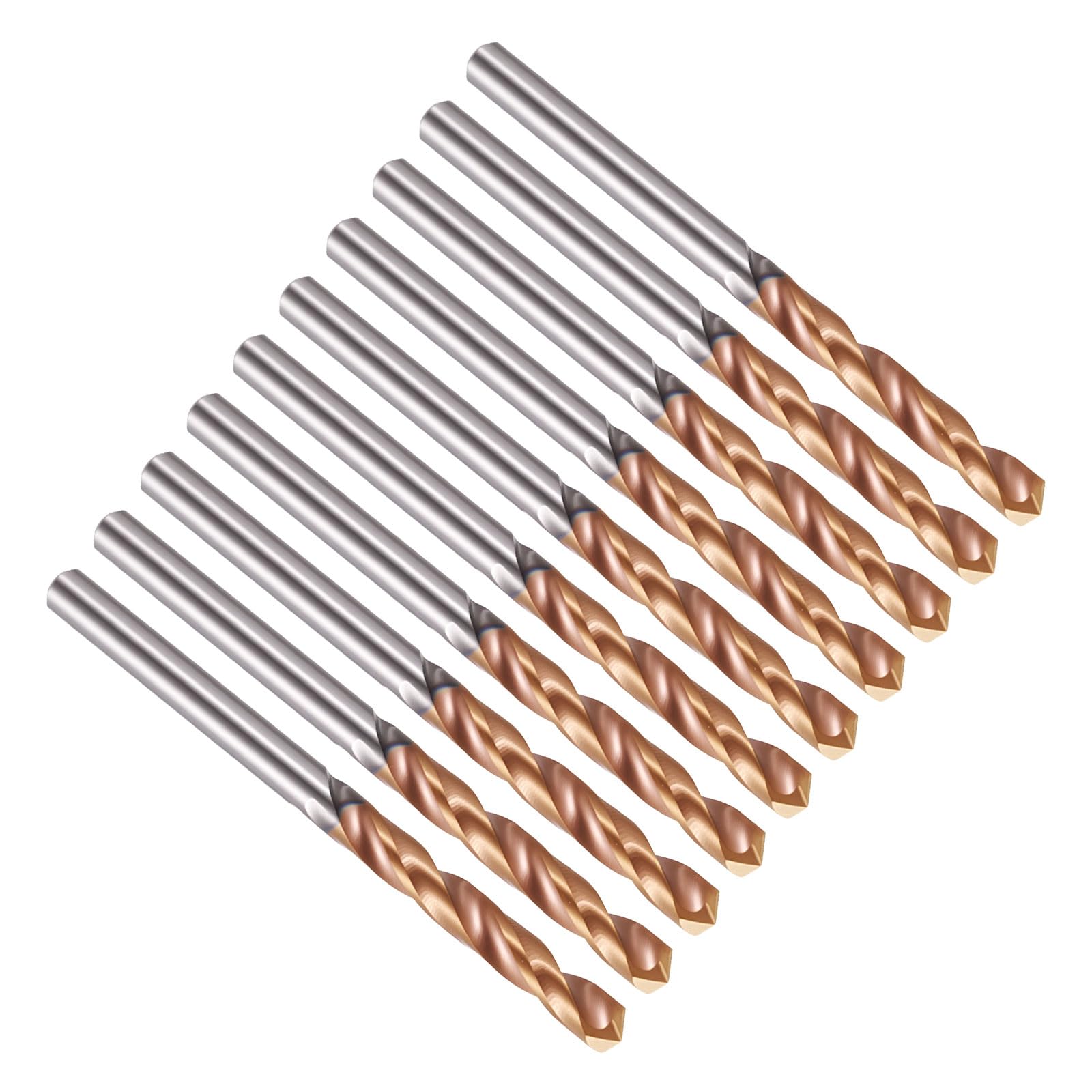 PATIKIL 2.8mm Drill Bit, Carbide Twist Jobber Bits Straight Shank 130° for Drilling Hard Metal Alloy Steel Stainless Steel Titanium Alloys - 10 Pack