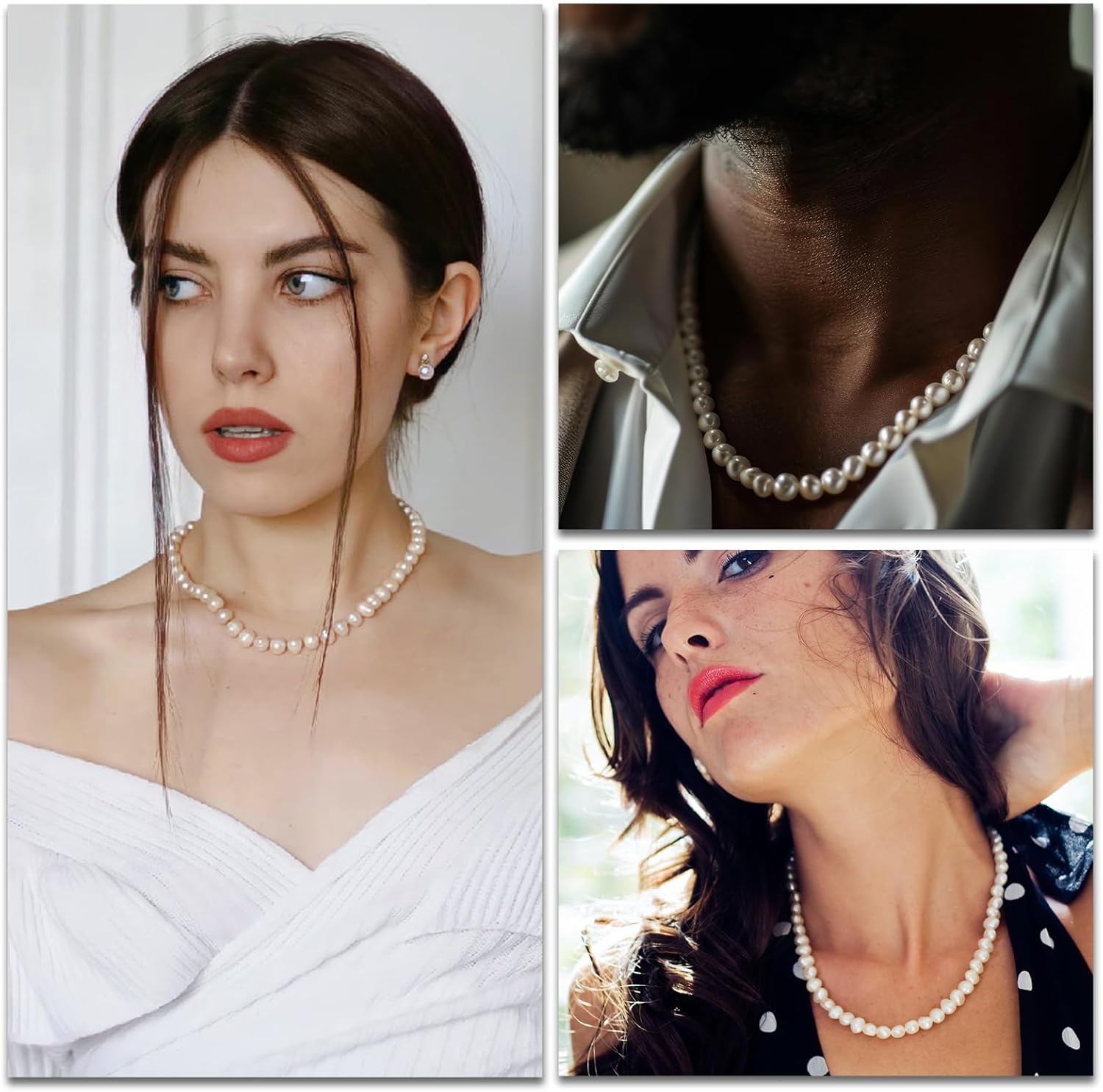 Round Imitation Pearl Necklace for Women, 6MM Cream White Rounds Pearl Choker Dainty Round Imitation Pearls Choker Necklace for Wedding Prom Jewelry Gifts - Image 7