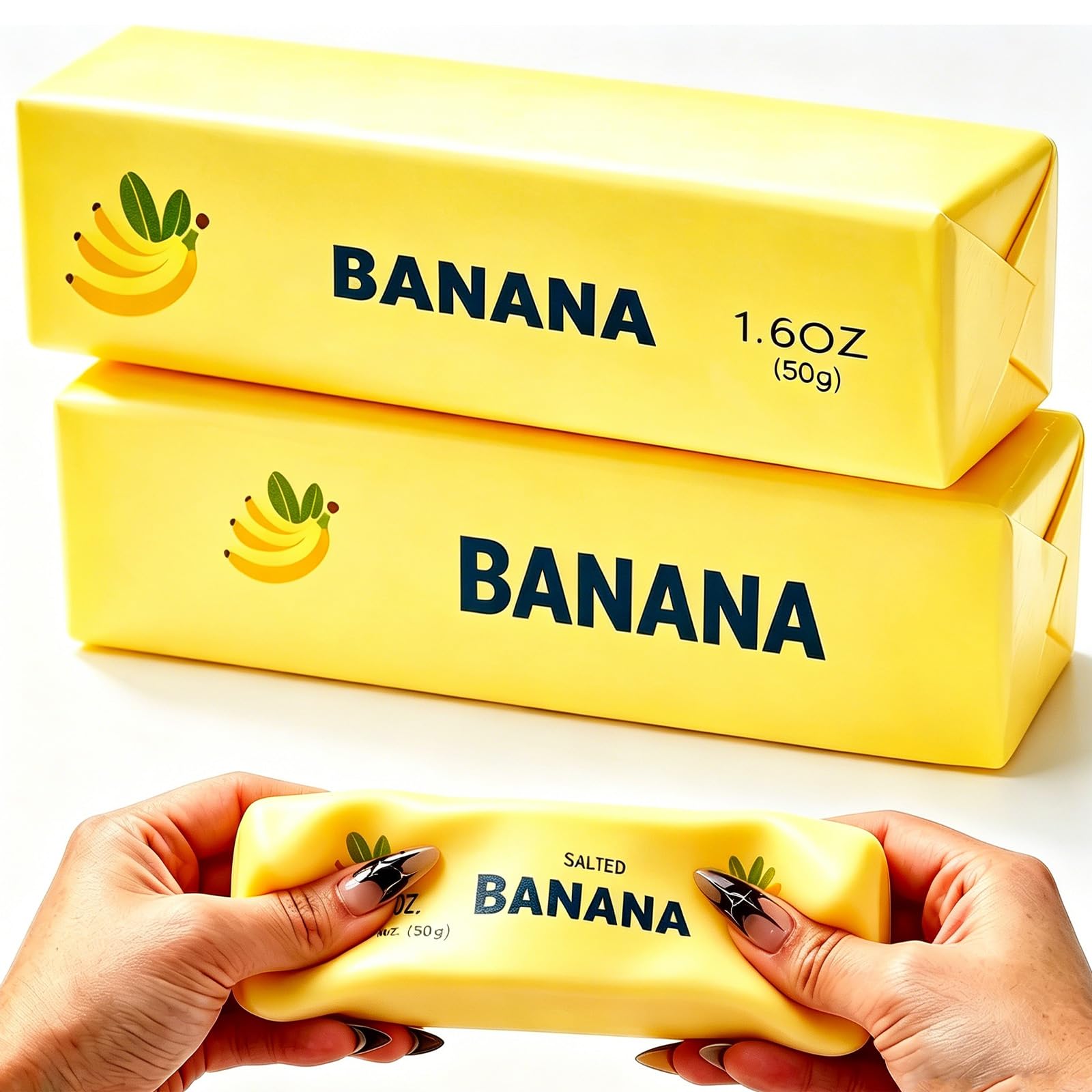 Novastream 2 Butter Squishy Set, Salted Butter Squishy & Banana Butter Squishy, Big Butter Squishy Fidget Toy, Slow Rising Sensory Toy for Adults