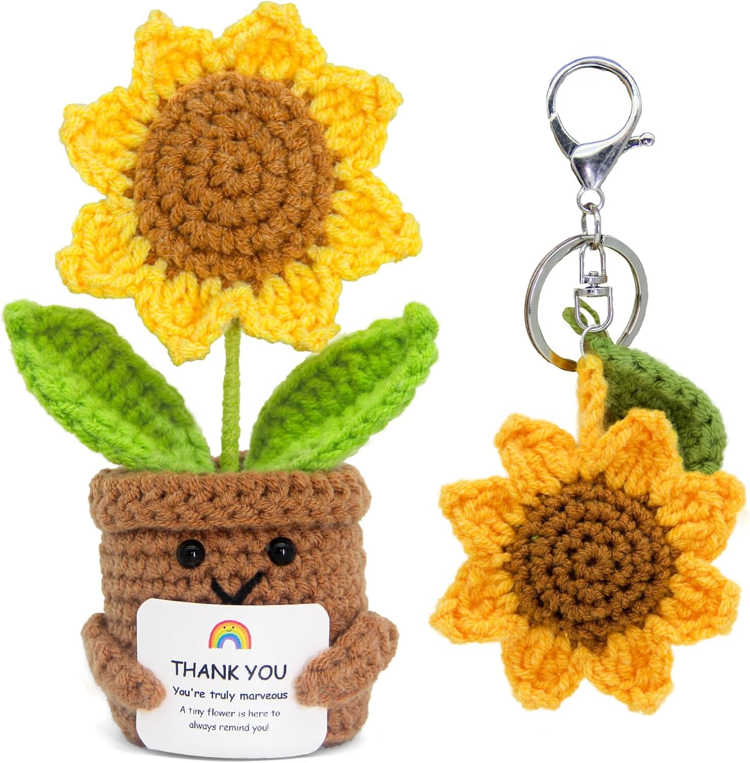 Teacher Appreciation Gifts, Crochet Sunflower Thank You Gifts for Teacher Mentor Nurse Coworker Boss Mom Gift from Student for Teachers Appreciation Week Graduation Retirement Office Home Decor