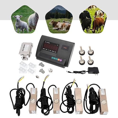 Miniatura 5 de Kit de báscula de ganado con caja de conexiones de 4 cables, 2.5T 5000 libras de capacidad de carga, kit de báscula de carga de células de carga,