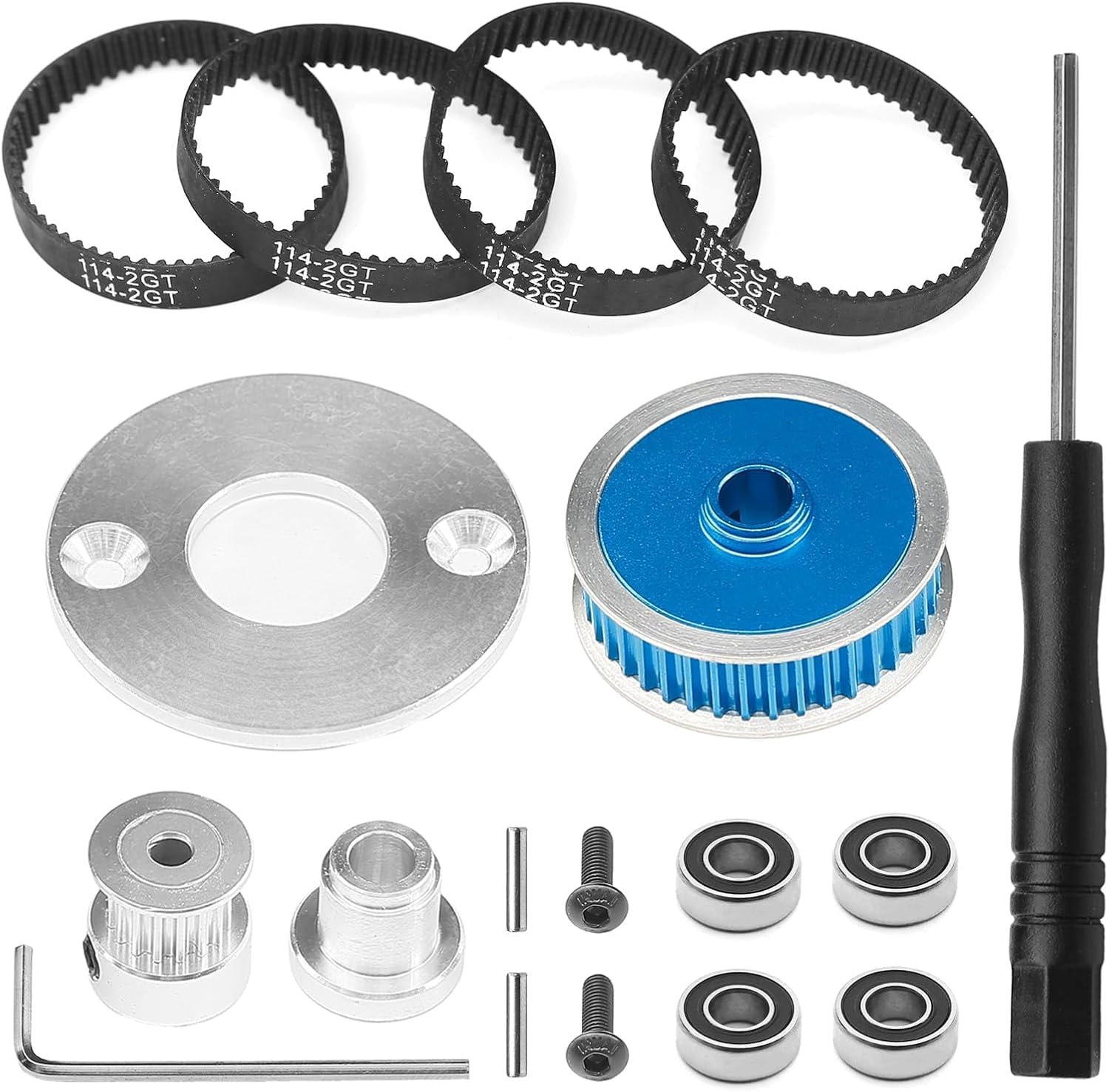 TT02 Belt Drive, RC Car Belt Drive Transmission Gears System, 40T /16T Aluminum Pulley Gear,Metal Spur Gear for Tamiya 1/10 4WD Shaft Drive On Road RC Car TT-02,Blue