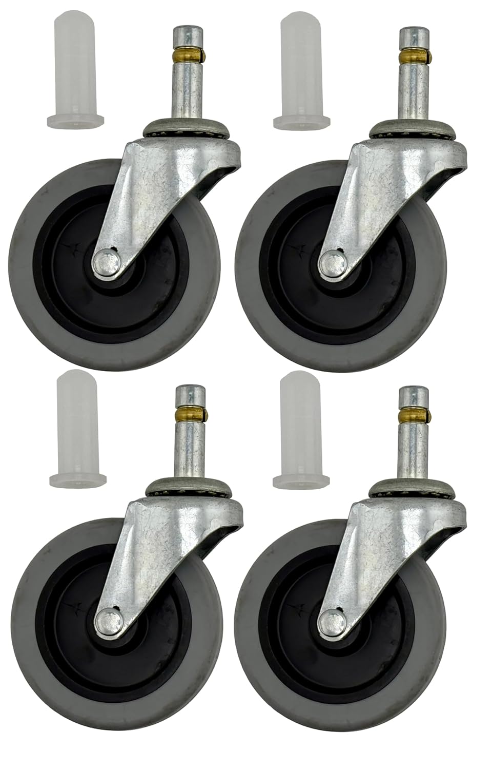 3" (3ARM61) Mop Bucket Replacement Stem Caster Wheels, Set of 4 - Polyurethane Wheels