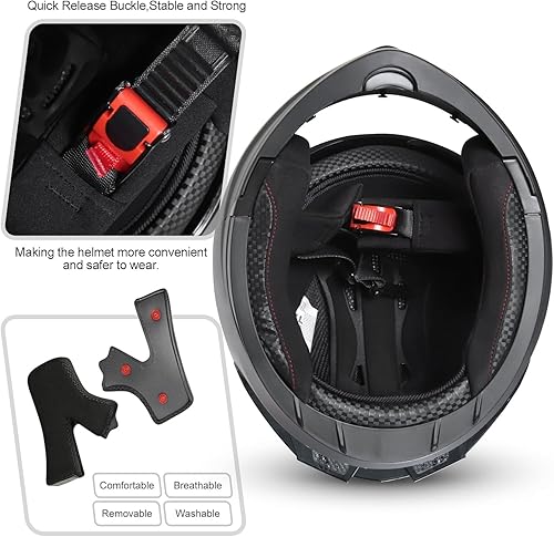 Miniatura 7 de SPARK Casco integral de motocicleta con doble visera modular aprobado por DOT para adultos, hombres y mujeres (calavera, S)