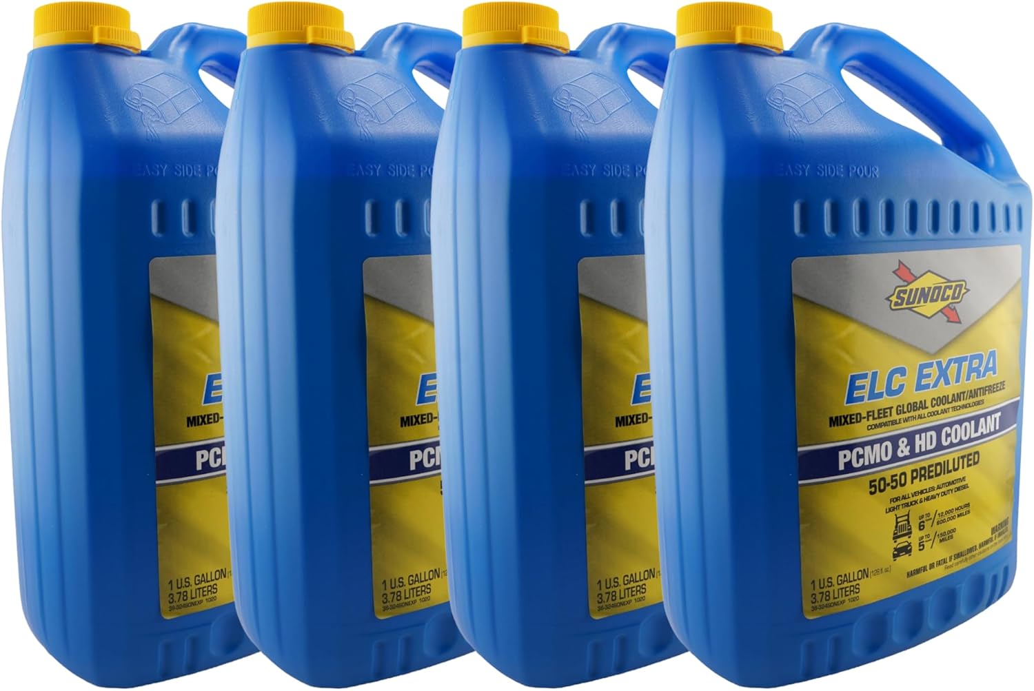 Sunoco 9973-004 (9973) ELC Extra 50/50 Prediluted Extended Life Coolant/Antifreeze – 1 Gallon – Mixed Fleet – (Case of 4) – Contains Bittering Agent