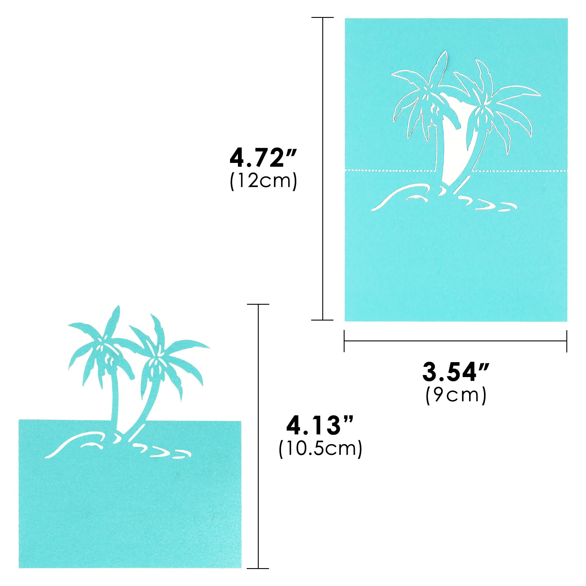 Set of 50 Nautical Place Cards for Table Setting, Coastal Palm Tree Cutout Name Cards for Beach Wedding Party Shower, Teal Blue