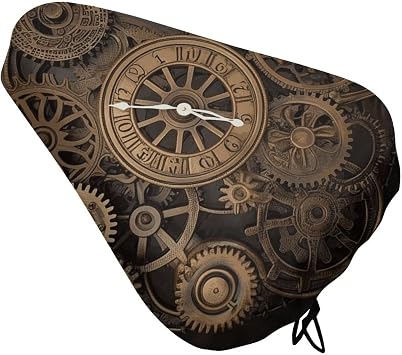 Steampunk Gears Clock Bike Seat Cushion Waterproof Bicycle Seat Cover with Drawstring Rain, Sun, Dust Bike Seat Protector for City Mountain Bikes Accessories for Women And Men