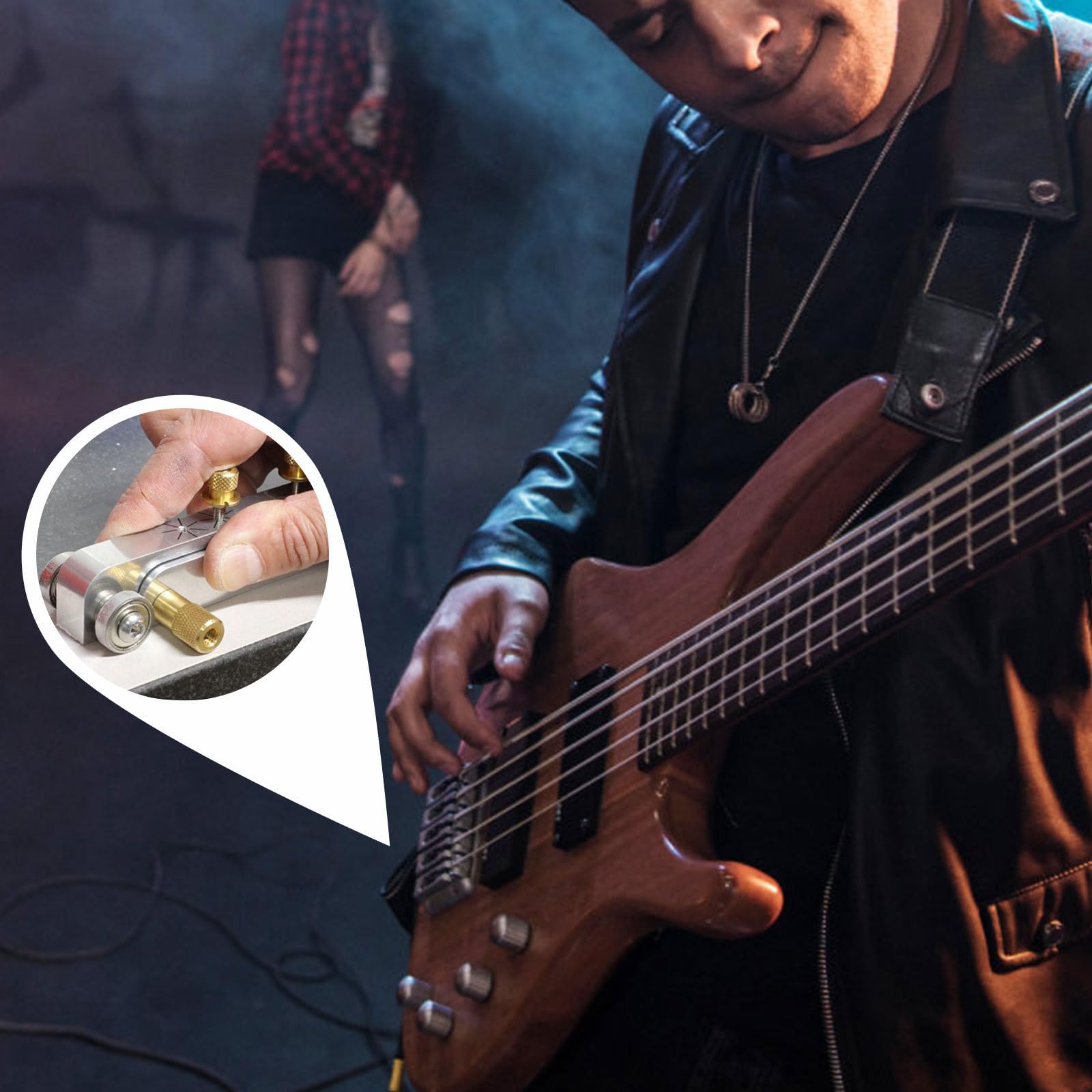 Lijadora de Tuercas para Guitarra Ajustable de Aleación | Aluminio Negro, para Cejuelas y Silletas de Plástico o Hueso, Altura Regulable, Útil en Luthería