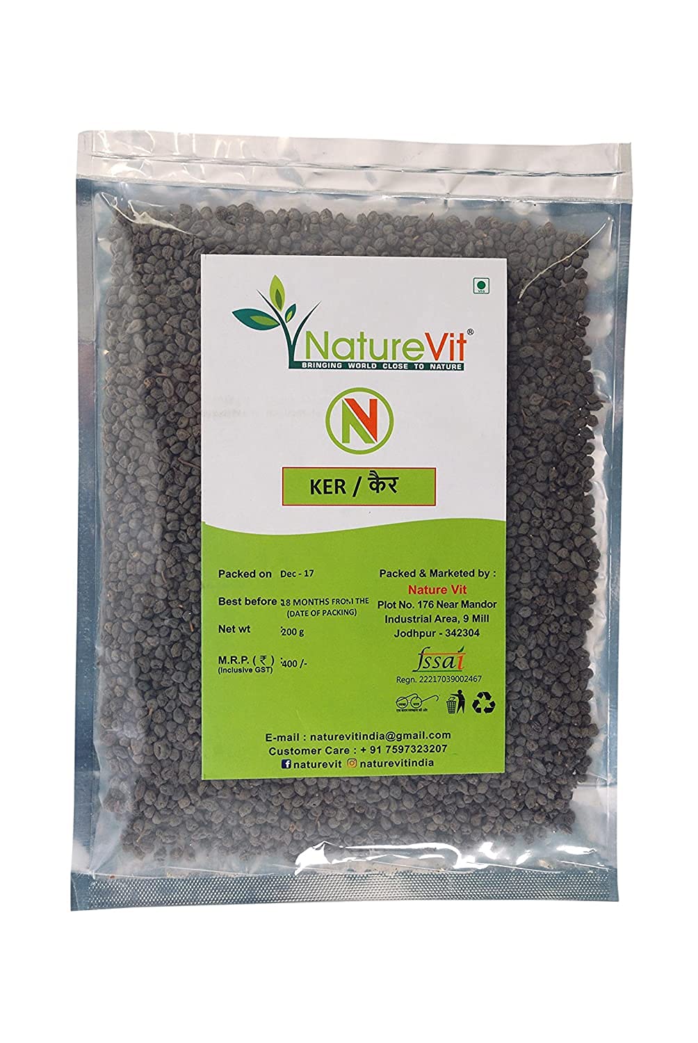 NatureVit Dried Premium Ker 400 Gram | Rajasthani Wild Berry | Sun-Dried & Natural | Ideal for Ker Sangri Sabzi & Pickles