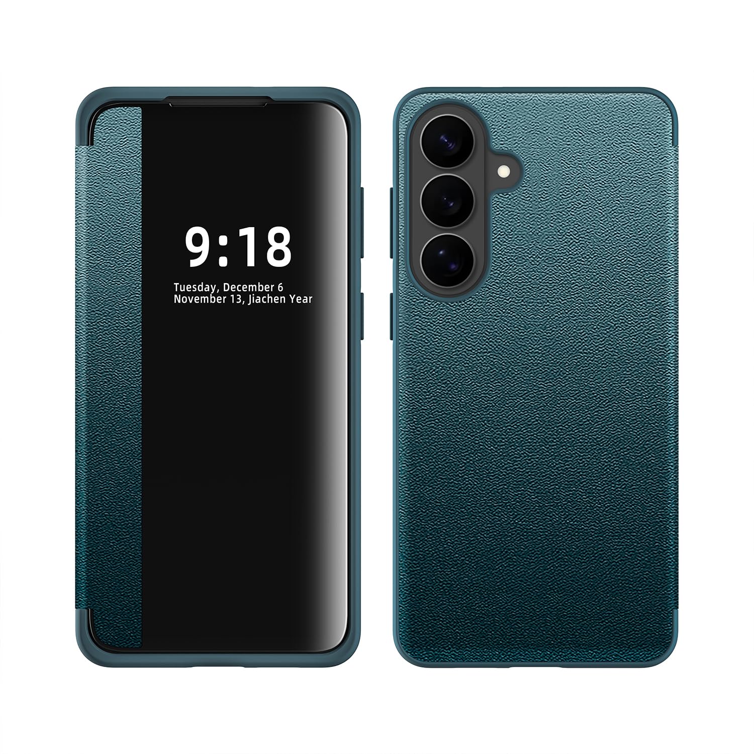スマホ携帯ケース【Galaxy S26+ /S26 Plus用】超薄軽量 手帳型 PC+PUレザー スタンド機能 ワイヤレス充電対応 エアバッグ四角 SIMカード収納 レンズ保護 全包囲保護 携帯カバー 滑り防止 面白い おしゃれ 耐衝撃 人気 可愛い かわいい Beautycatcher - 緑
