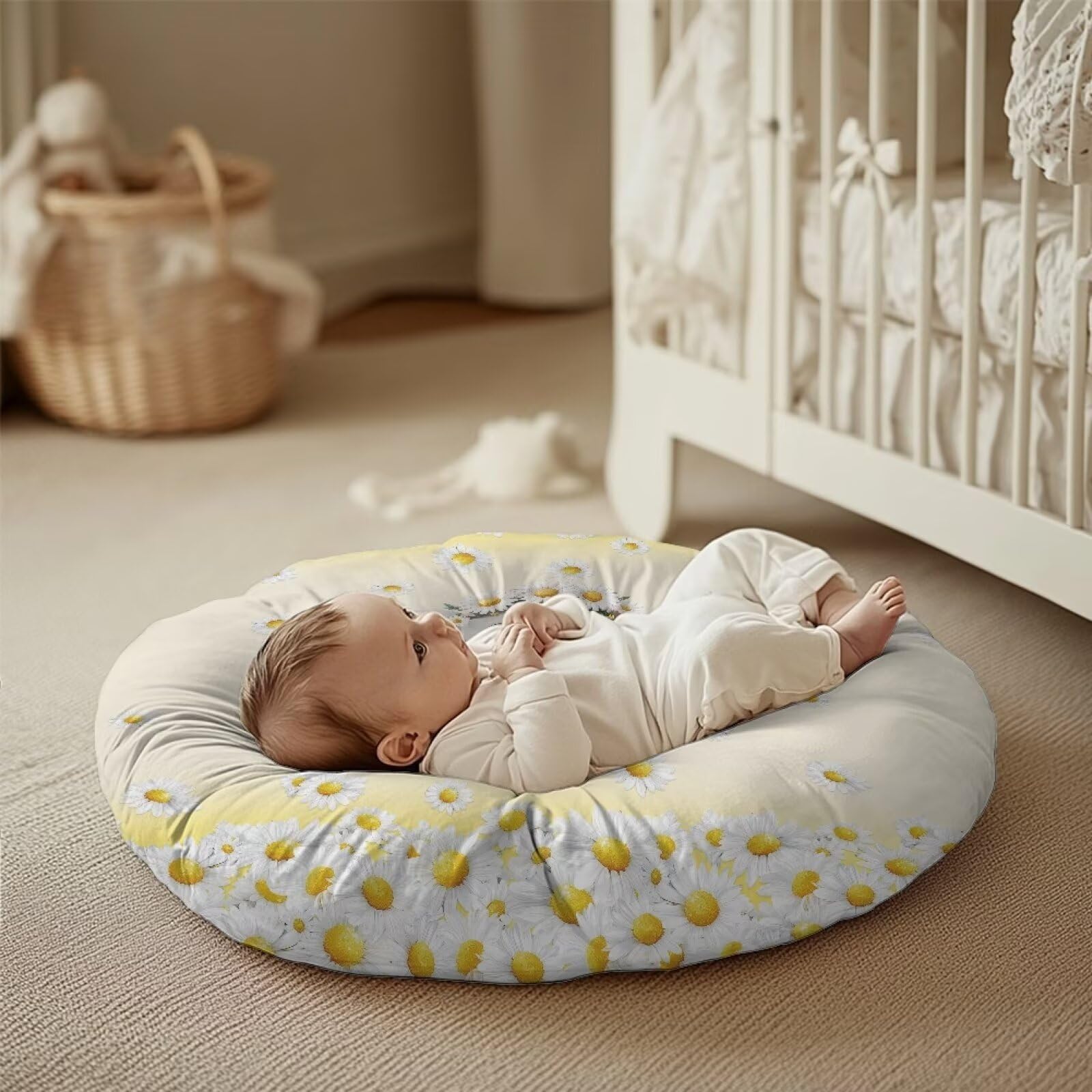 Annejudy Elephant Floral Newborn Lounger Cover for Girls Boys, Removable Soft Baby Lounger Cover, Breathable Baby Infant Lounger Cover Baby Lounger Cover with Handle