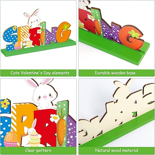 Miniatura 3 de Juego de 4 piezas de decoración de mesa de Pascua con diseño de conejitos de Pascua para fiestas en el hogar