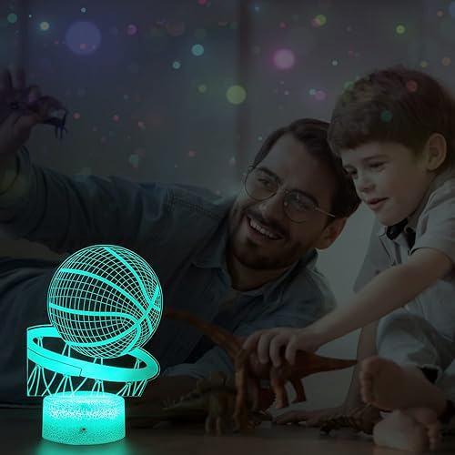 Miniatura 5 de Luz nocturna de baloncesto, lámpara LED de ilusión 3D, 16 colores regulables con control remoto táctil inteligente, el mejor regalo de cumpleaños de