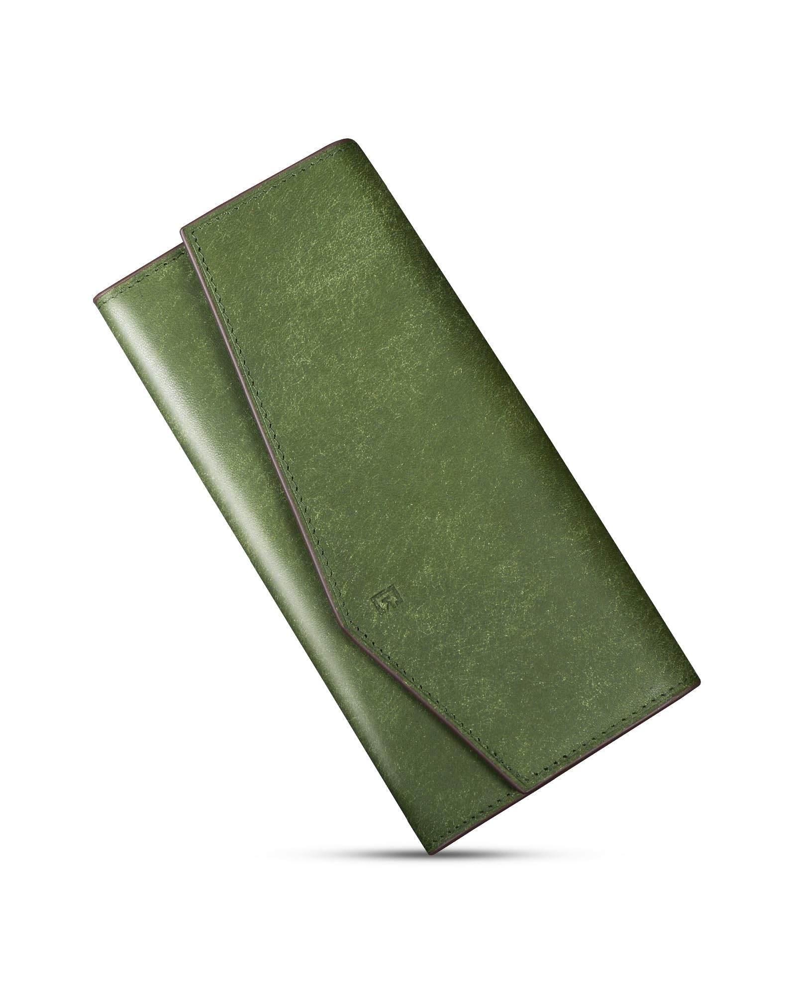Kawaoto Pueblo Leather Slim Long Wallet Patina 12 Cards YKK Zip Japan