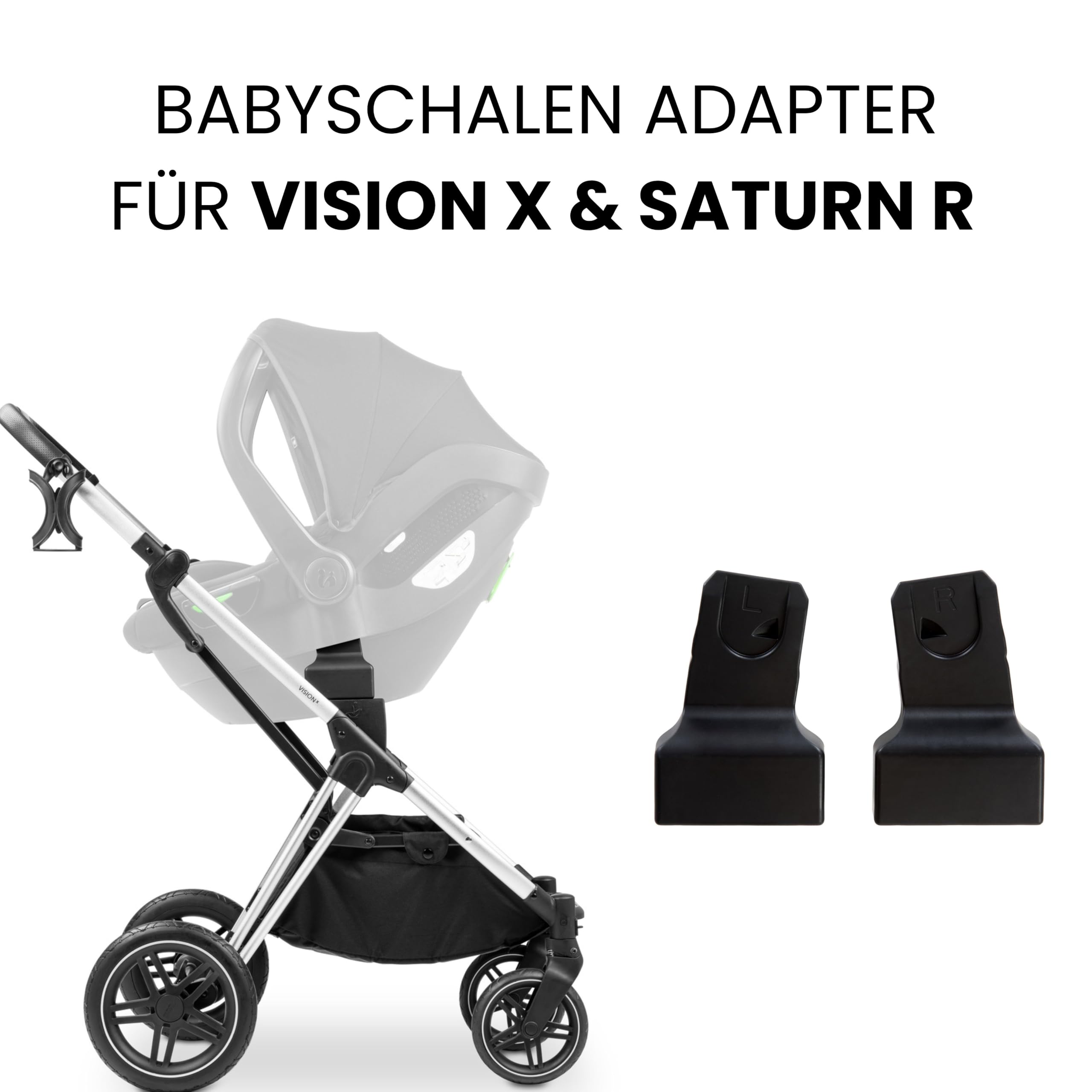 Hauck Babyschalen Adapter kompatibel mit Vision X/Saturn R Kinderwagen für Maxi-Cosi Joie Cybex Kinderkraft