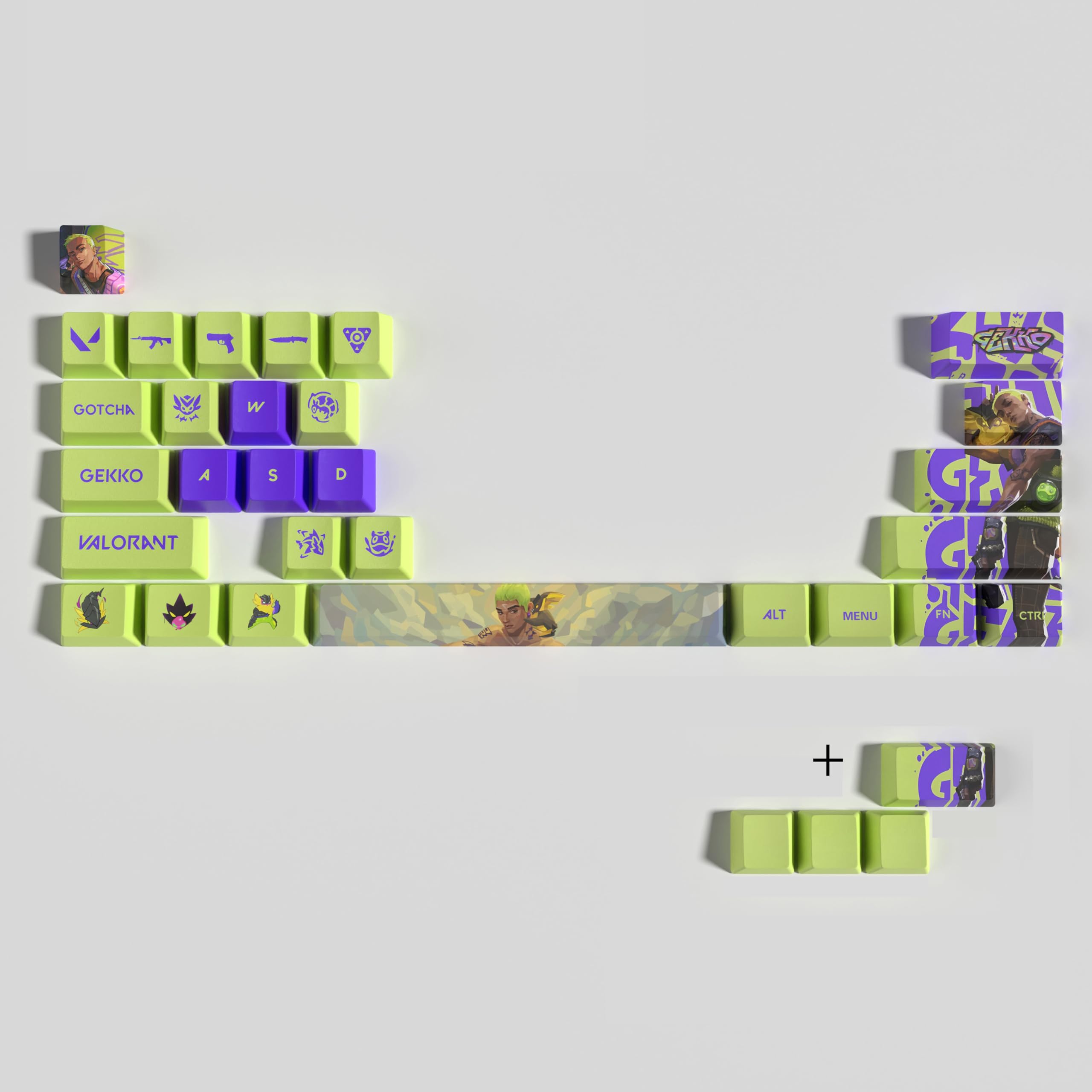 Valorant Custom Keycaps OEM Profile 29keys PBT Dye Sub Keycap Set for Mechanical Keyboards, Valorant Gift Gaming Accessories for Gamer (Gekko)