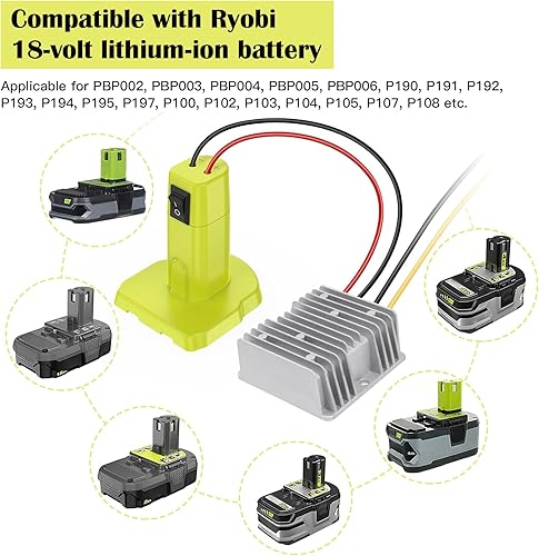 Miniatura 3 de KOEZEOI Convertidor reductor de 18 V a 12 V Aadpter para Ryobi Convertidor de voltaje de batería de 18 V, regulador de voltaje de CC 15A MAX 180W