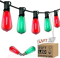 Vista 12 de ST40 - Tira de luces LED para exteriores de 20 pies con 22 bombillas Edison inastillables, base de tornillo C9/E17, luces impermeables de grado