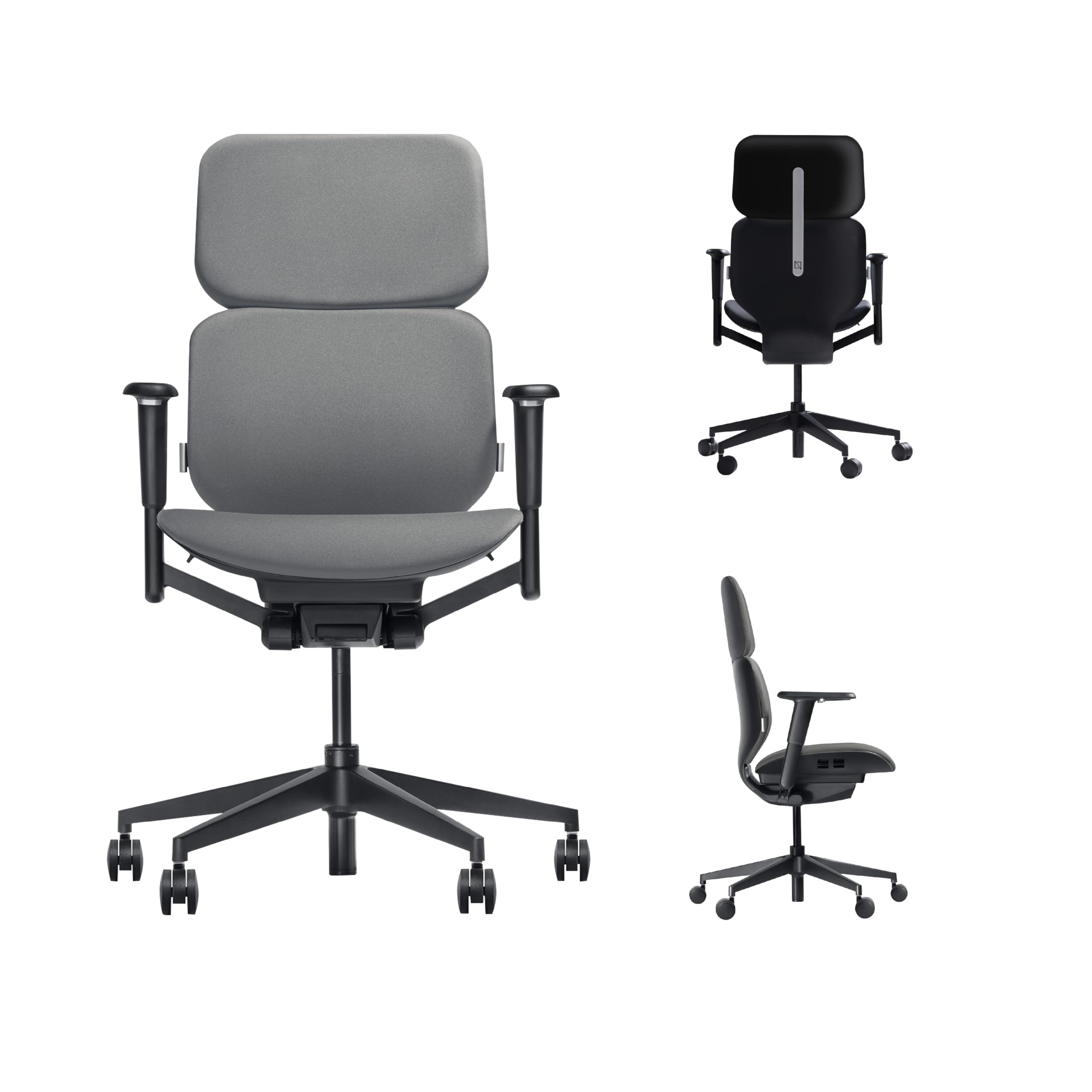 NavodeskNAVO ATOM, Minimal Aesthetic & Ergonomic Office Chair, Slim & Sleek Premium Home Office Desk Chair with Ajustable Seat Depth, Lumbar Support and 4D Armrests (ErgoFabric - LowBack, Light Grey)