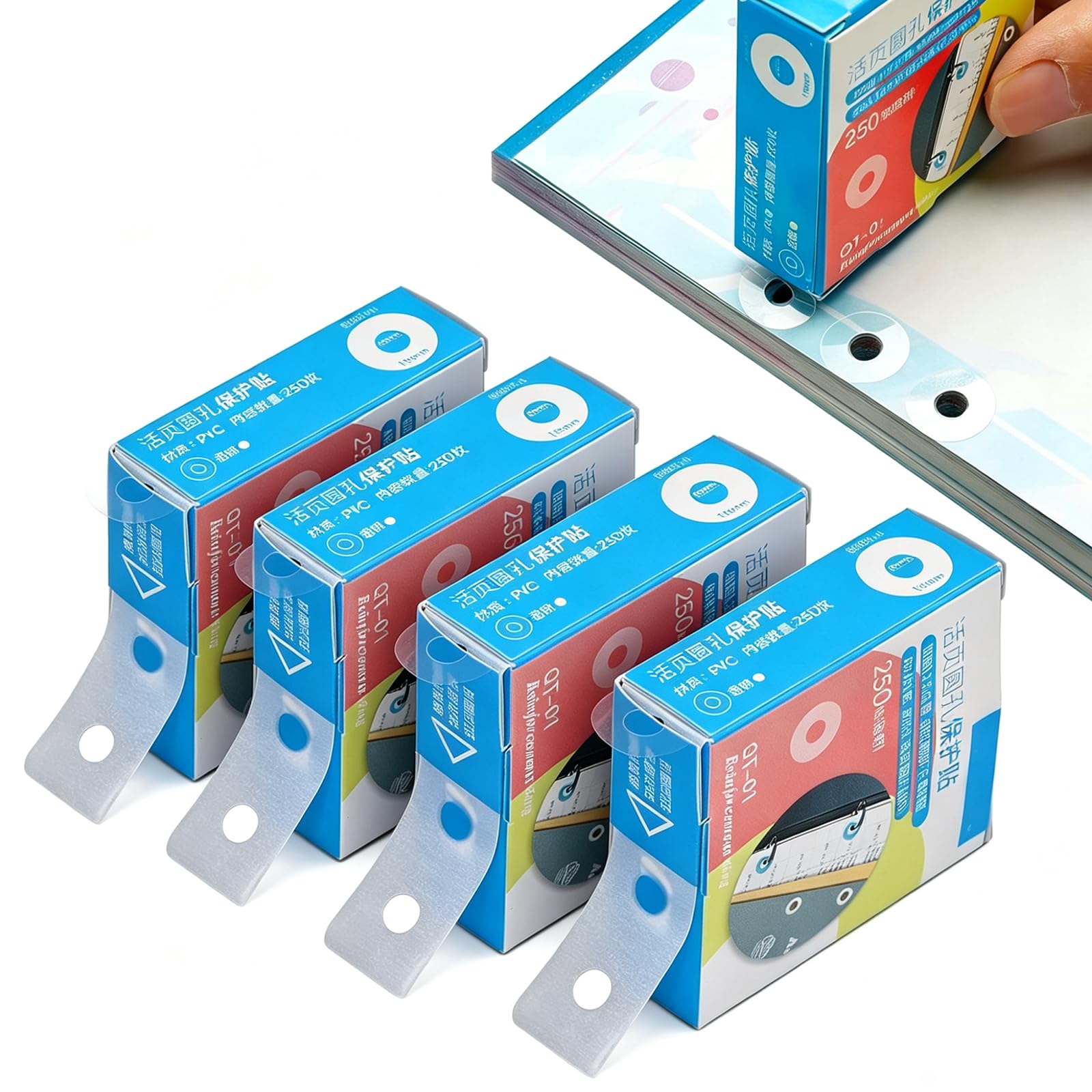 1000 Transparent Hole Punch Reinforcement Stickers for Loose-Leaf Binders & Ring Binders,Waterproof Self-Adhesive PVC Hole Protectors for Office School Home Use