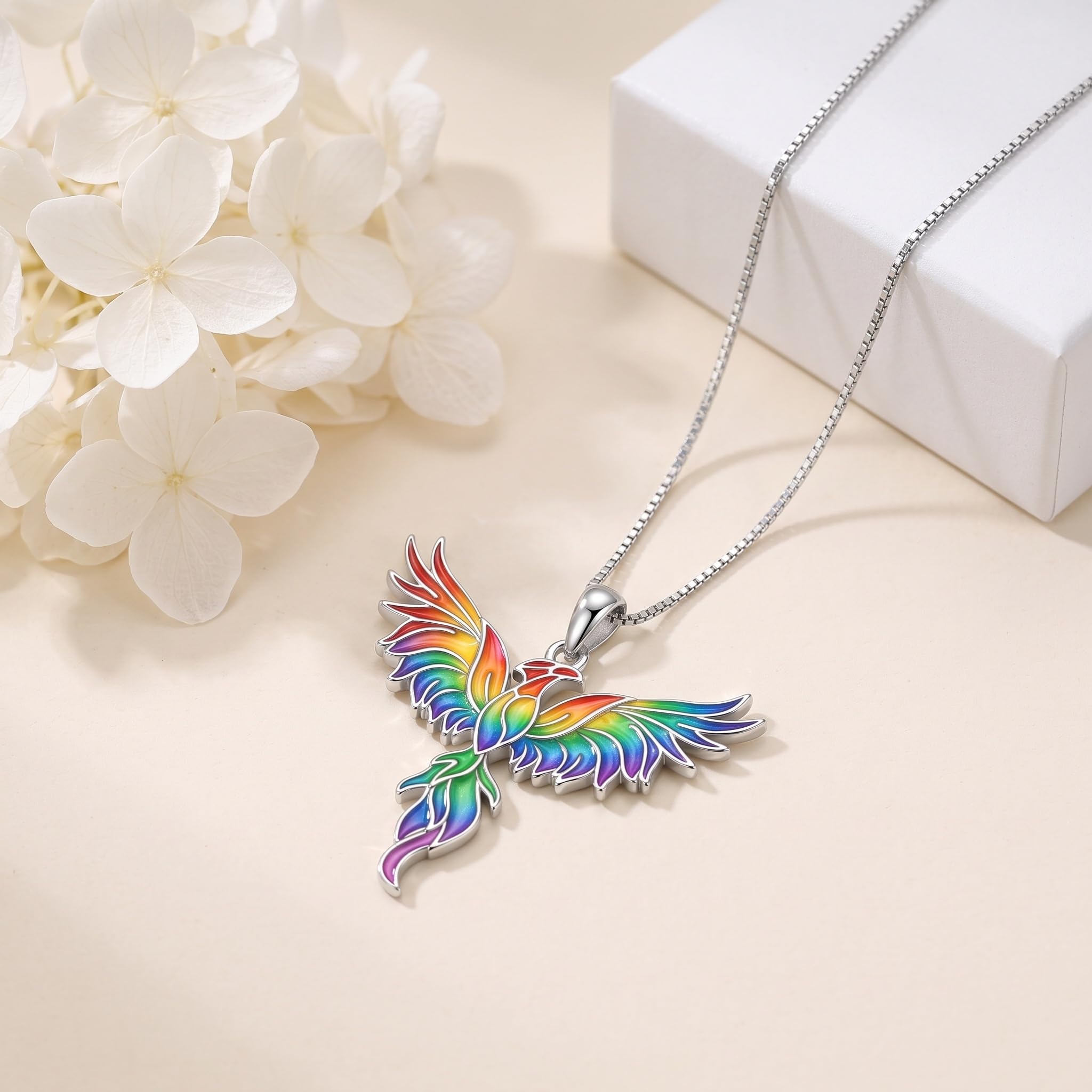 Collana da donna con ciondolo a forma di fenice sfumata, gioiello con ciondolo a forma di fenice, regalo di compleanno o anniversario per lei