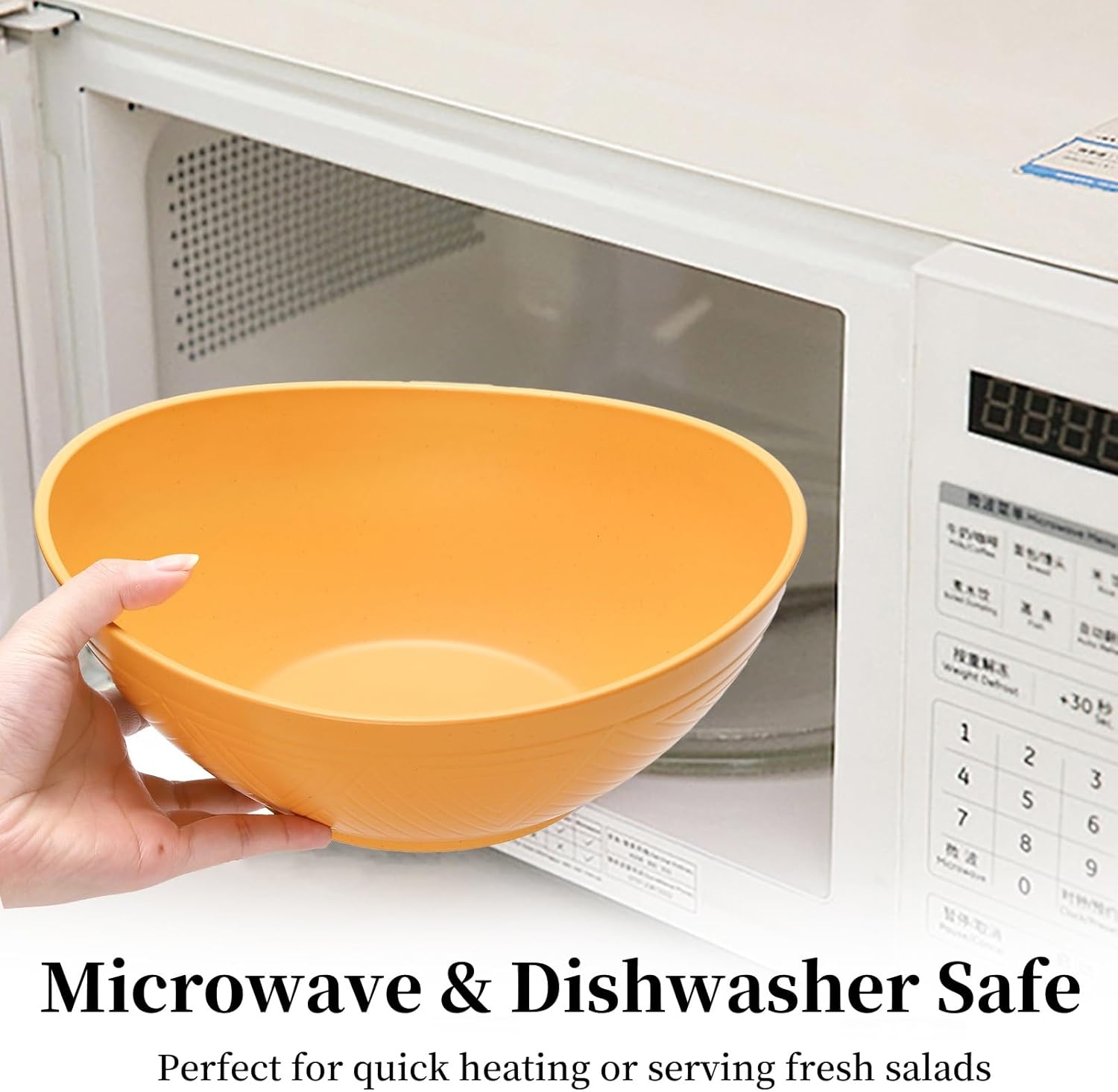 Set of 6 Wheat Straw Salad Bowls Large, 65 Oz Unbreakable Serving Bowls, Microwave & Dishwasher Safe Soup Bowls, Kitchen Bowls Set for Serving Salad, Cereal, Fruit, Chip - Image 5