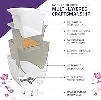 Vista 7 de ANZZI Bañera independiente de 67", bañera de remojo, desagüe central de acrílico, lujosa espaciosa, bañera de remojo profunda con rebosadero