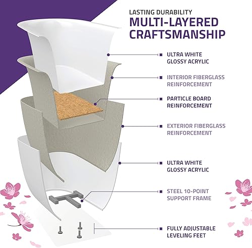 Miniatura 7 de ANZZI Bañera independiente de 67", bañera de remojo, desagüe central de acrílico, lujosa espaciosa, bañera de remojo profunda con rebosadero