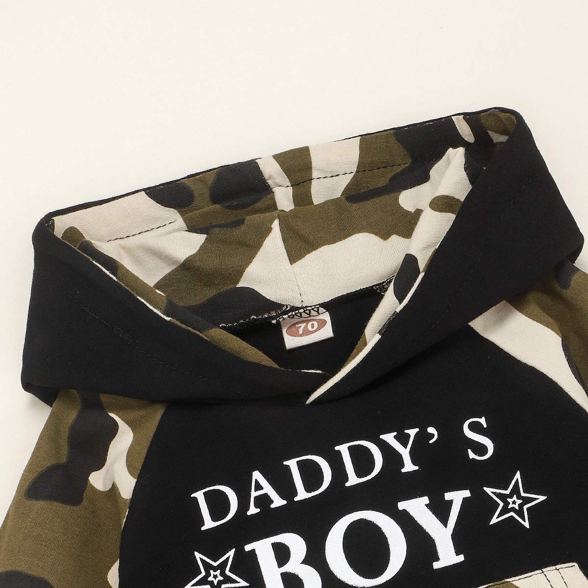 Baby Boy kamuflaż zestaw z długim rękawem tata chłopiec kamuflaż bluza top + kieszenie + długie spodnie, zielony, 6-12 mois