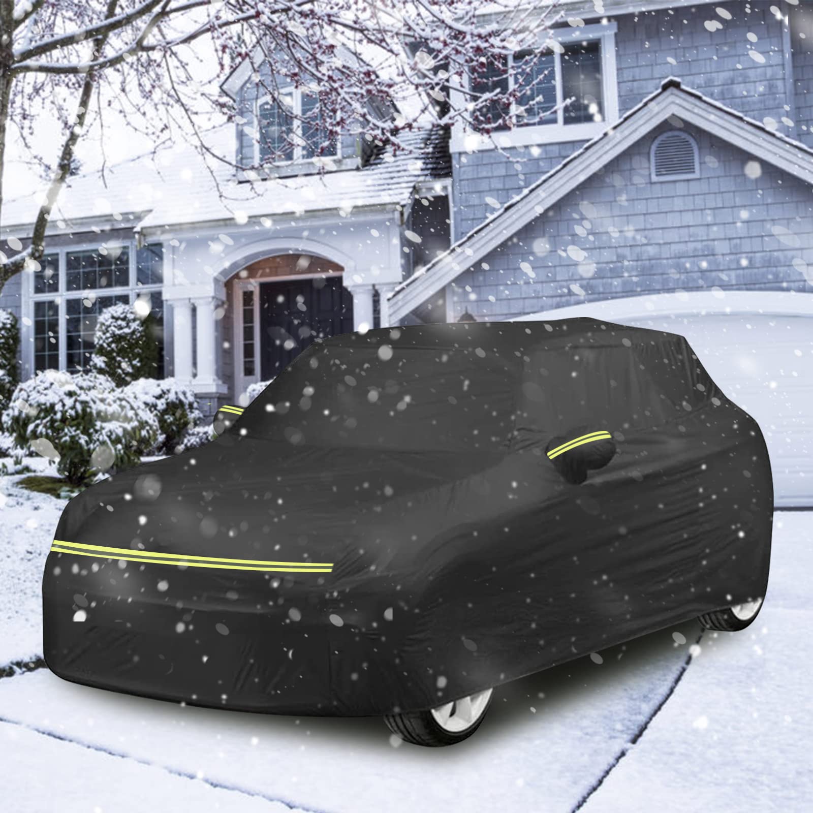 Vollgarage Autoabdeckung Ersatz für Mini Cooper 3-türig 2000-2026 | Autogarage Wasserdicht Schwarz, Autoplane Ganzgarage Atmungsaktive Reflexionsstreifen für Allwetter, Sonne, Staub