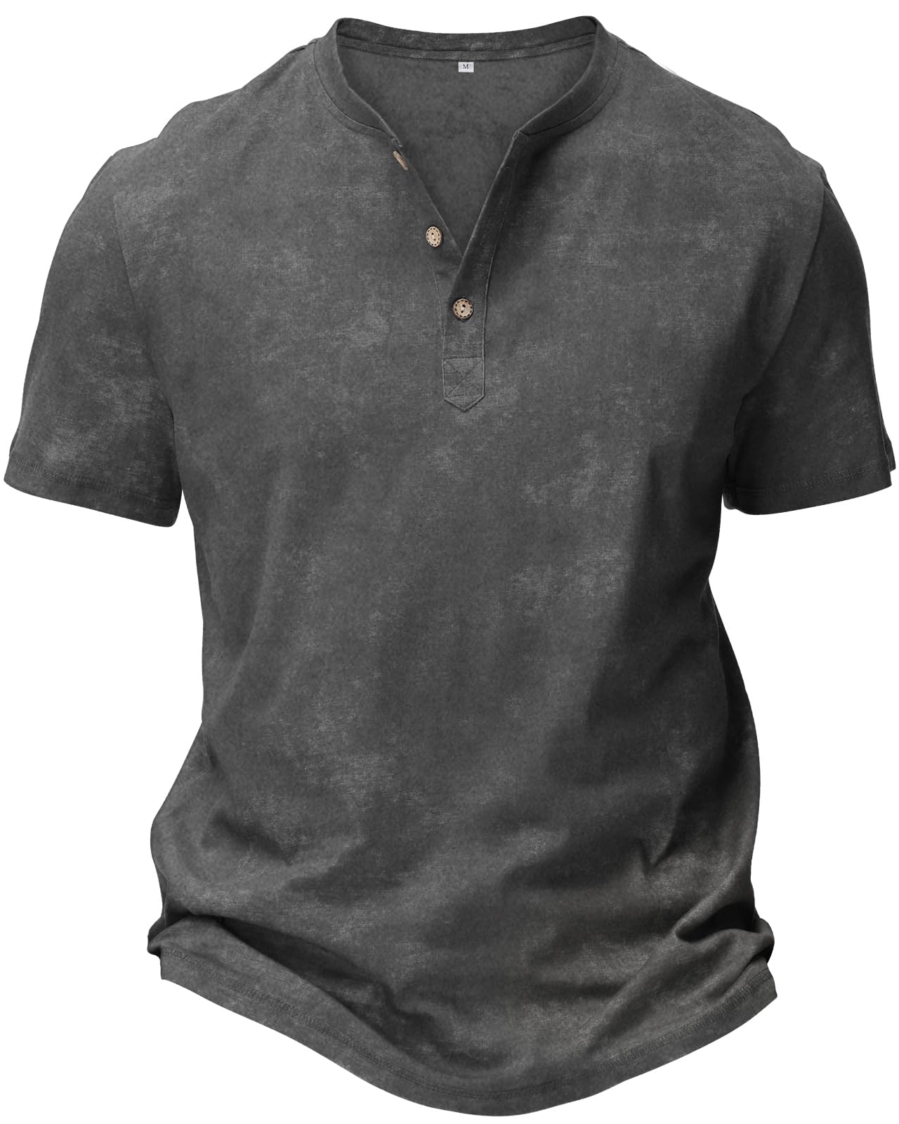HMIYA Hemd Herren 100% Baumwolle Vintage Henley Shirt Kurzarm T-Shirts für Herren Sommerhemd Beiläufig Männer