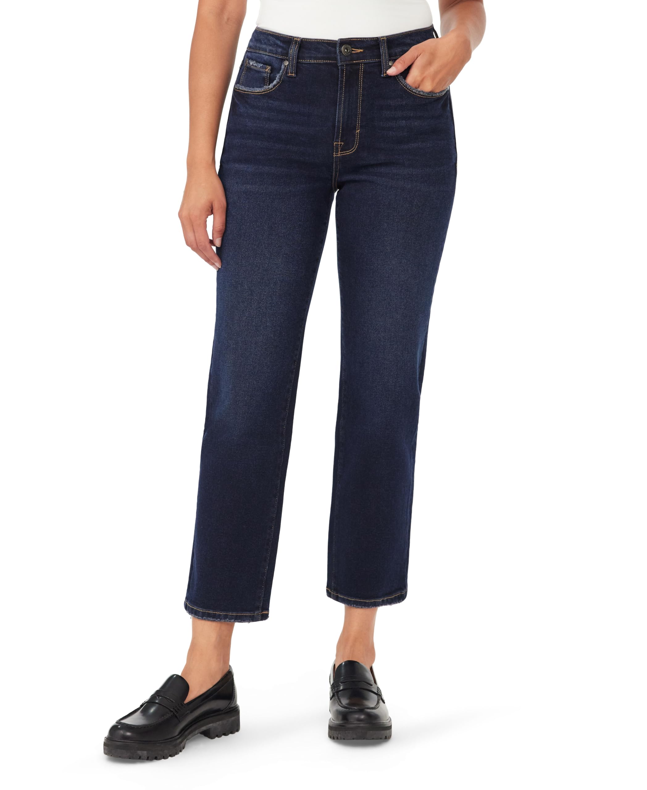 Kensie Women's Ravenswood Jeans For The Ella Vintage Luxe High-Rise Straight Leg 27-Inch Inseam Raw Edge, Sizes 0-24, 8