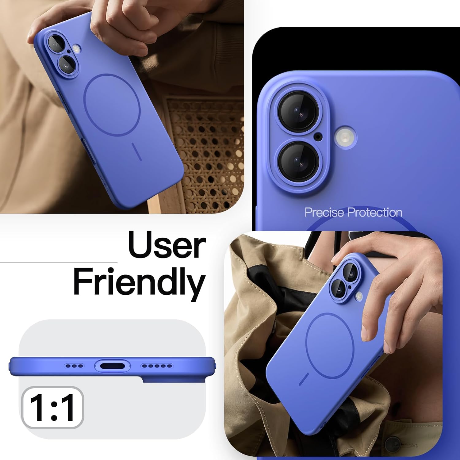 JETech Magnetic Slim Case for iPhone 16 6.1-Inch Compatible with MagSafe, Full Camera Lens Protection, Ultra-Thin Lightweight Matte Finish Minimalist Phone Cover (Ultramarine) - Image 7