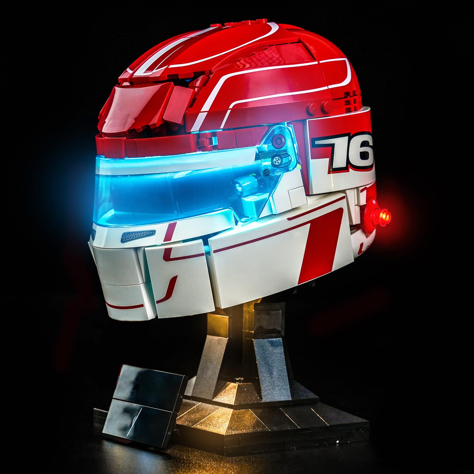 Luces casco Lego Ferrari Leclerc 43014 para iluminar vitrinas oscuras 7