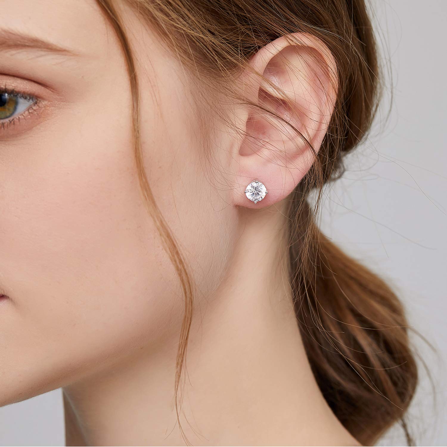 Orecchini 18K Oro Placcata Orecchini 925 Argento Sterlina Zirconi Simulato Diamante Brillanti per Donna Uomo Dimensioni 4mm-8mm