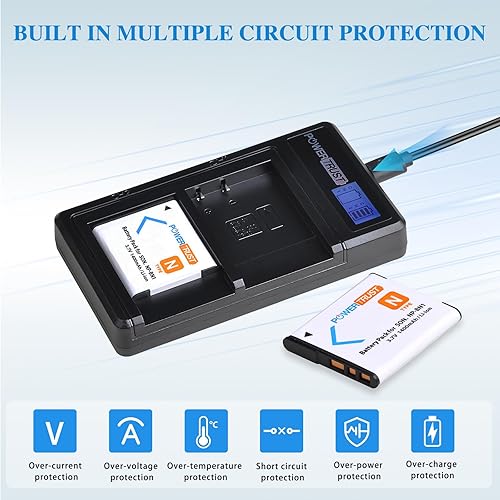 Miniatura 5 de Paquete de 2 baterías NP-BN1 BN1 de 1400 mAh + cargador USB dual LCD para Sony Cyber-Shot DSC-QX10 QX100 T99 T110 TF1 TX5 TX7 TX9 TX10 TX20 TX30