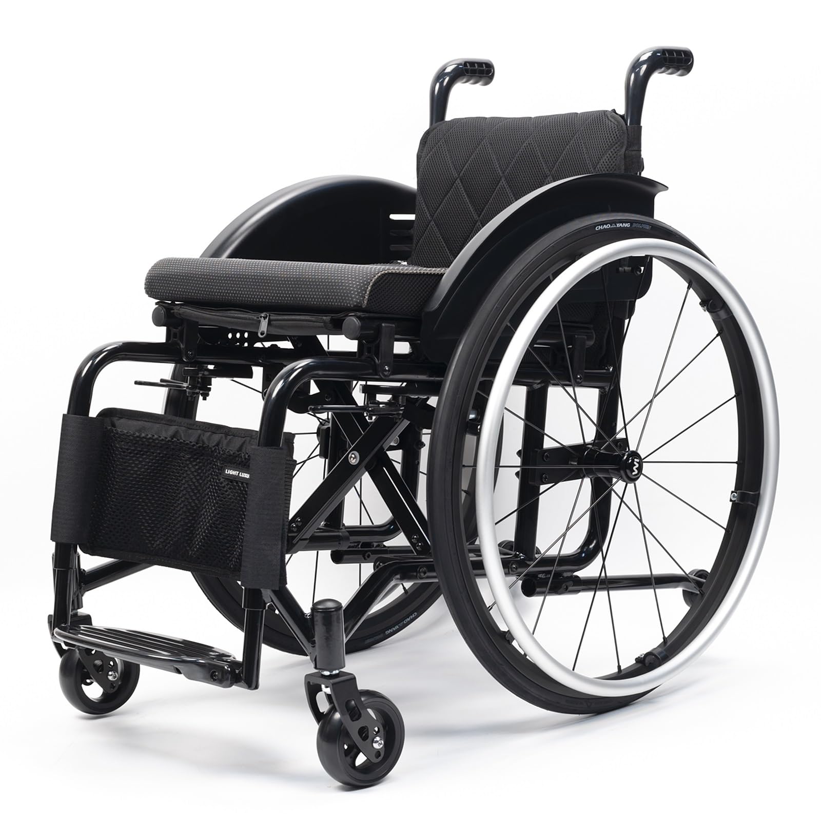 Sedie a rotelle pieghevoli for adulti, sedia a rotelle ultrasportiva leggera, sedia a rotelle autopropulsa for tutti i terreni, sedia sportiva manuale in lega di alluminio(40cm/15.7in)
