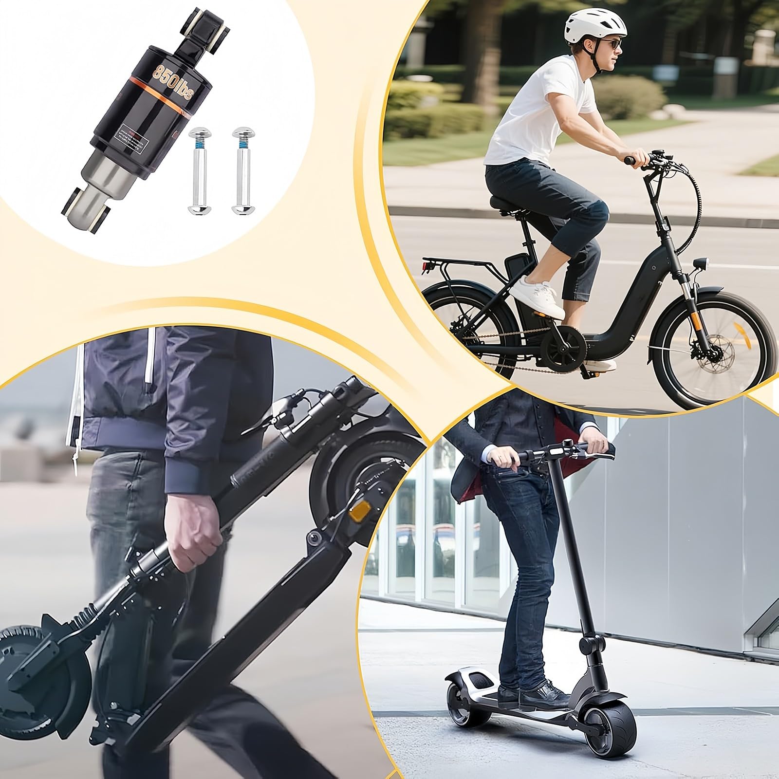 Amortiguador Trasero | Sistema de Amortiguación para Bicicletas y Remolque. Compatible con Bicicletas de Montaña, Motocicletas, Scooters y Bicicletas de Carreras