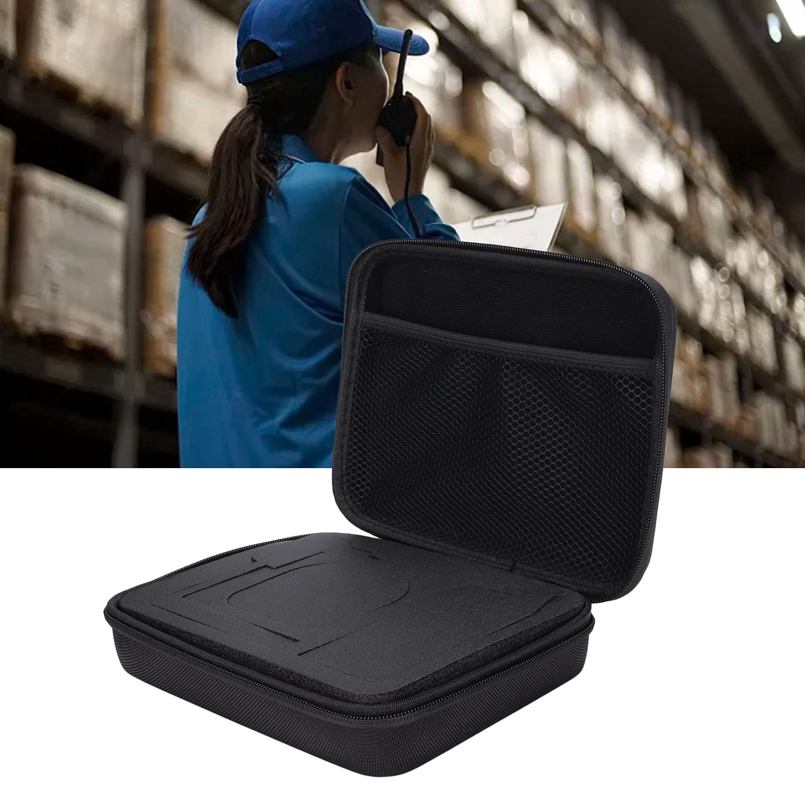 ASHATA Custodia da Trasporto per, Custodia Portatile per Walkie-Talkie Borsa da Viaggio per Radio Bidirezionale Custodia Protettiva con Tasca in Rete per UV‑82, UV‑8d, UV‑ e