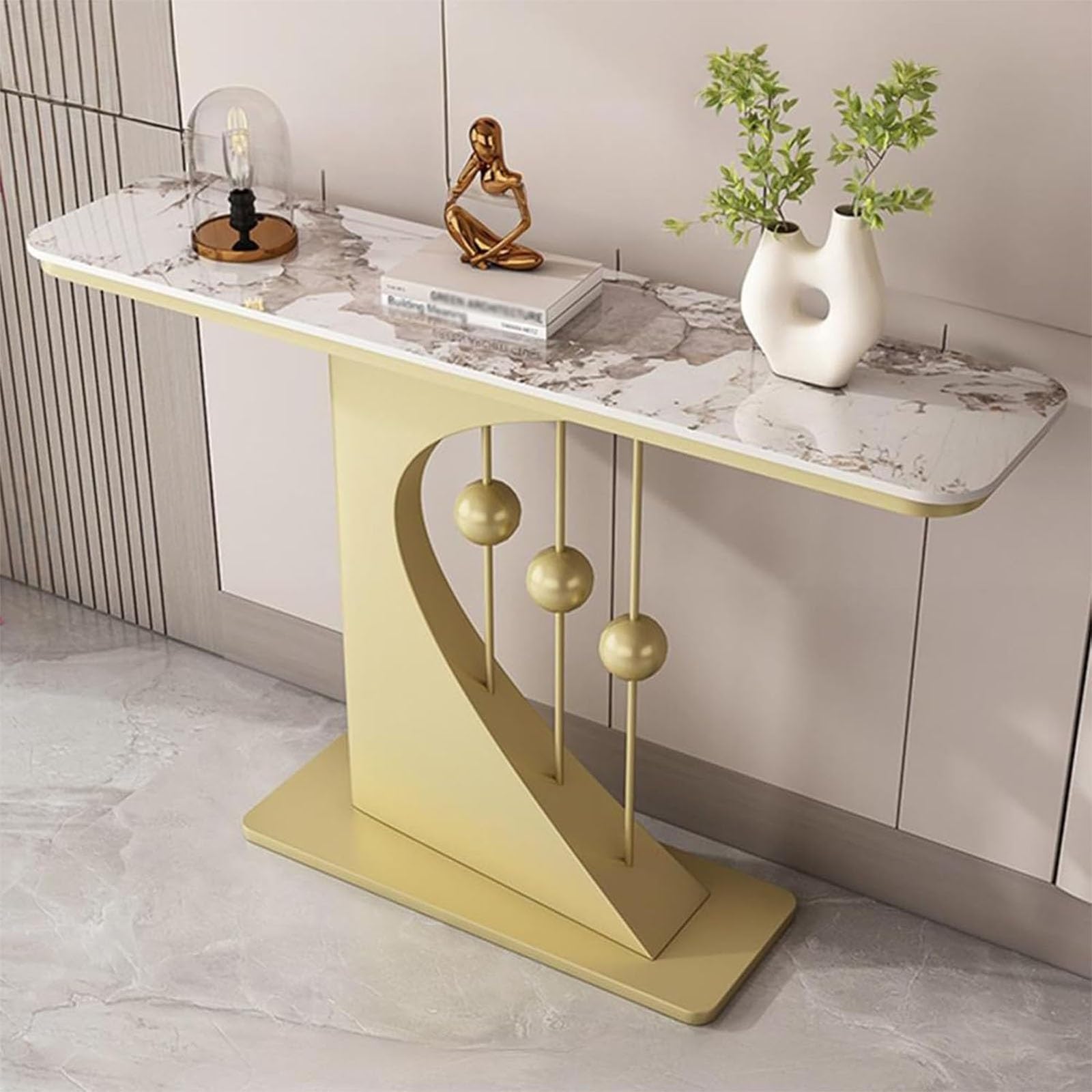 Mesa consola moderna de pasillo y mesa decorativa larga de salón