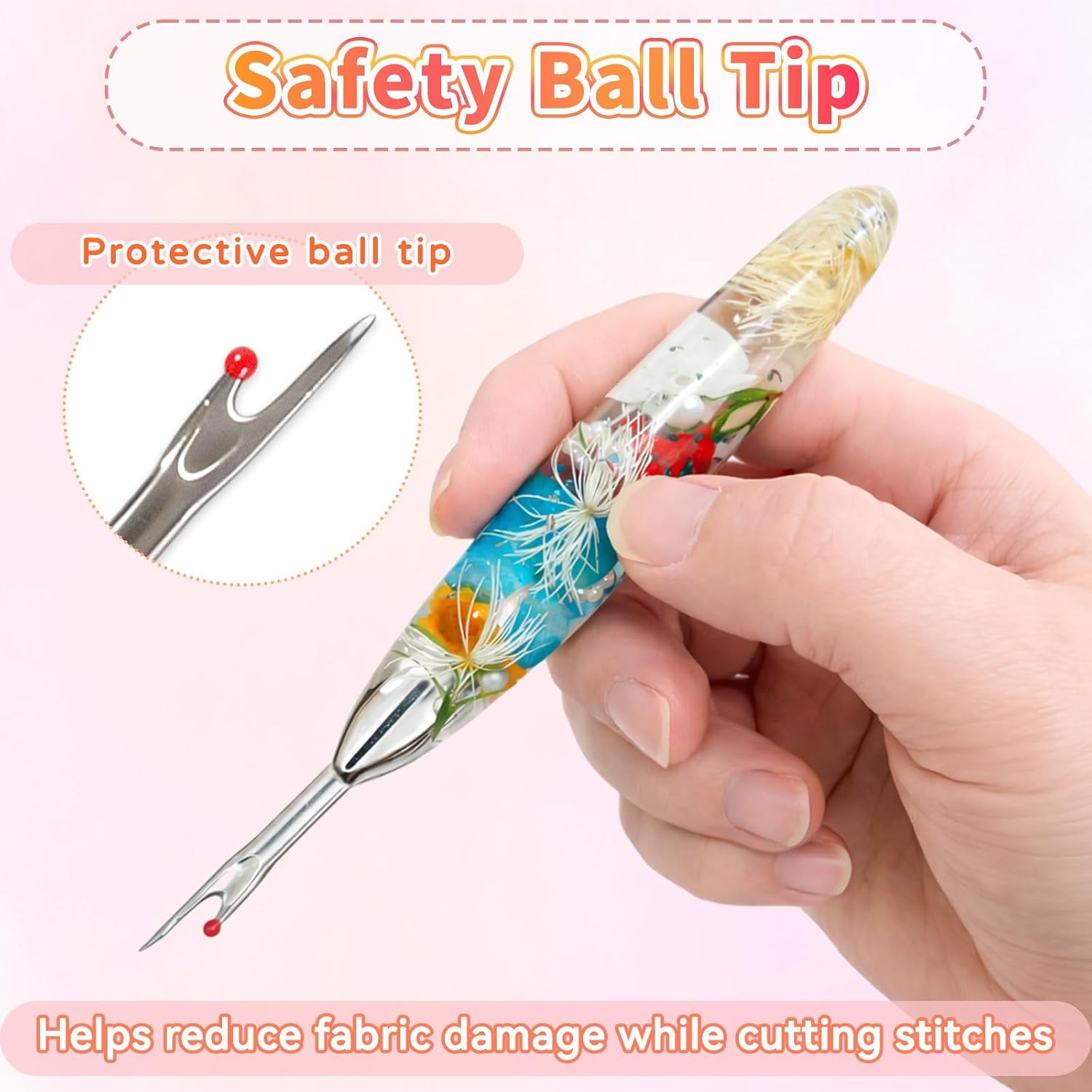 Reessy Seam Ripper Set, Small & Large Stitch Remover Tools with Resin Handles, Thread Pick Seam Cutter for Sewing, Stitch Removal, Alterations, Quilting & Crafts