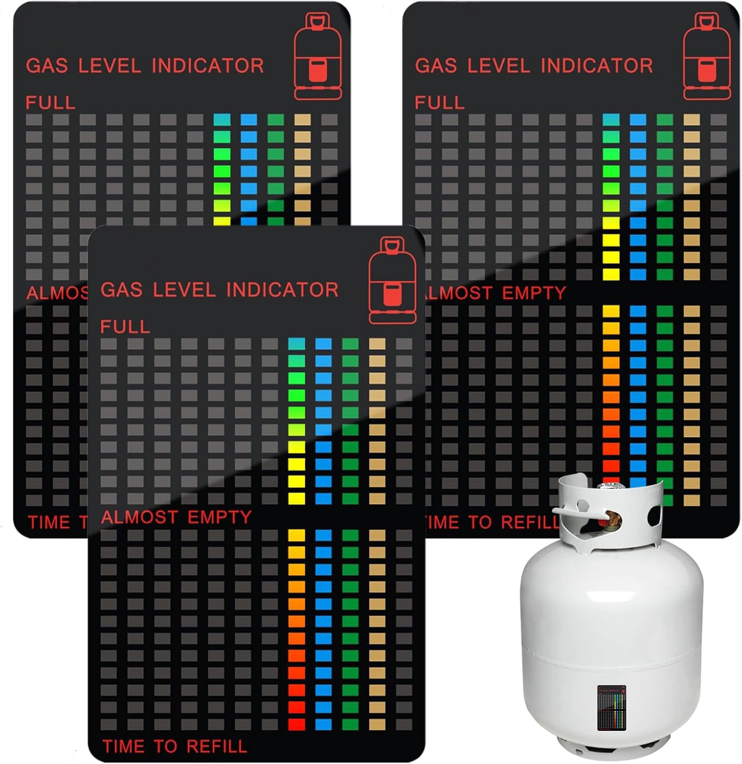 3 Pezzi Indicatore Magnetico per Bombole, Indicatore di Livello per Bombole di Gas Facile da Leggere, Indicatore di Livello per Bombole di Gas con Visualizzazione in Tempo Reale Ad Alta Precisione