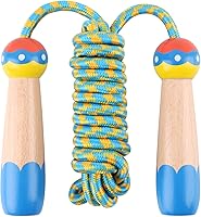 Vista 10 de Cuerda de Saltar para Niños, Lorvain Cuerda de Saltar Ajustable, Cuerdas de Saltar para Niños con Mango de Madera para Niñas y Niños, Cuerdas