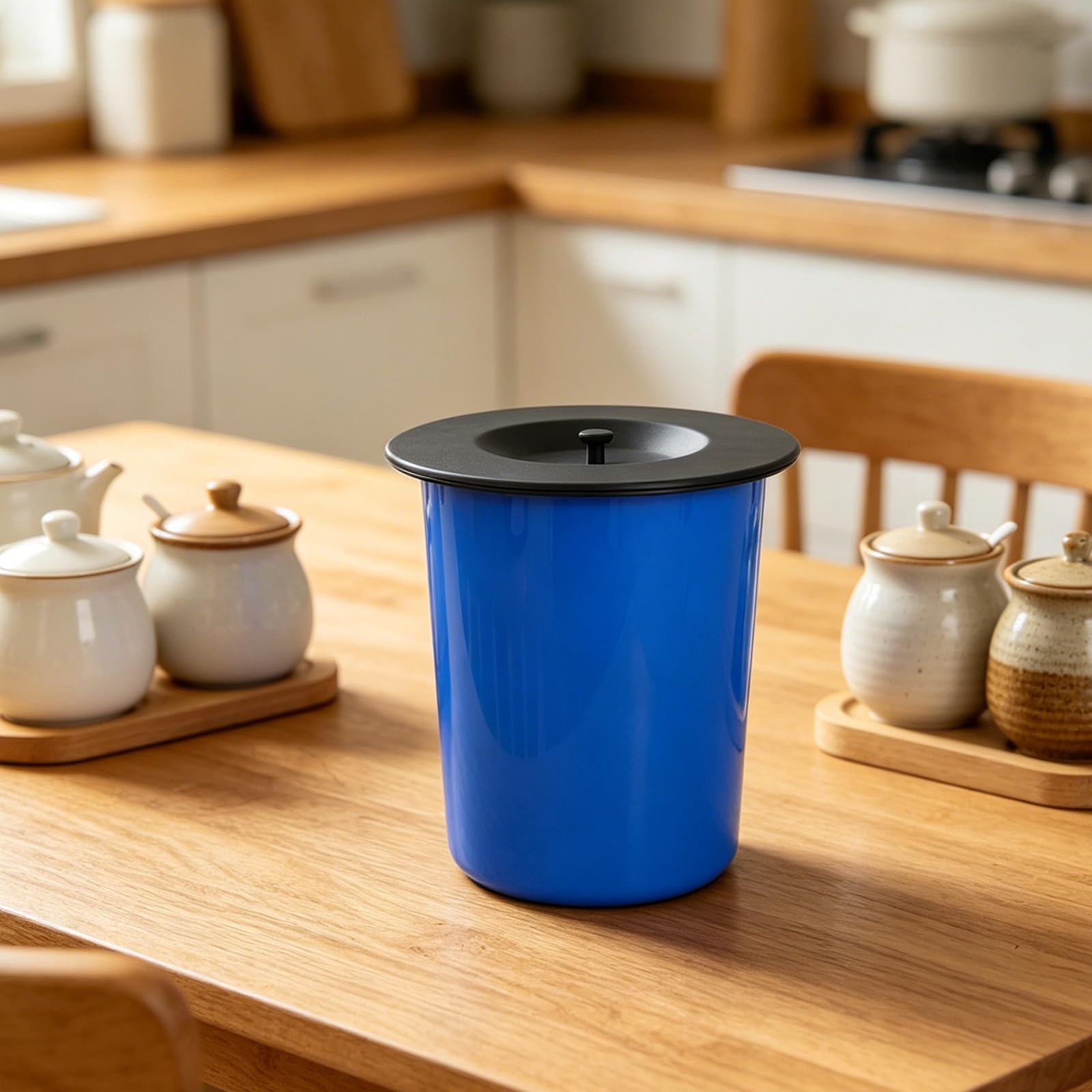 Hemobllo Cubo de Basura para Cocina Integrado de Acero Inoxidable 304 Capacidad de 8l y Diseño Redondo Moderno para Baño y Restaurantes