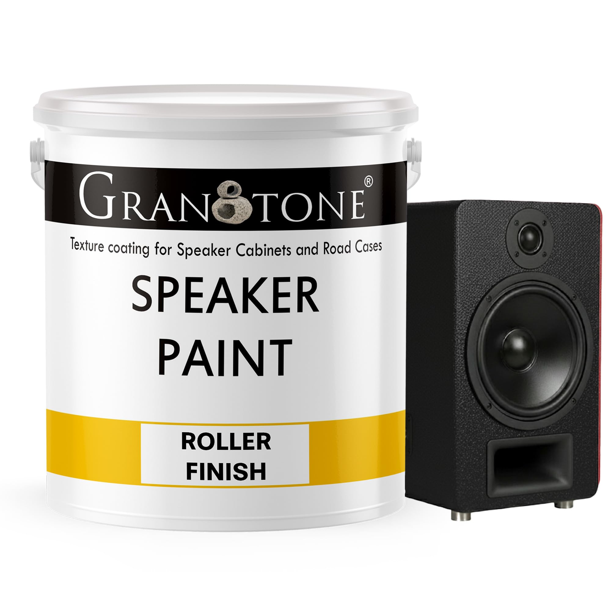GRANOTONE Roller Grade Speaker Cabinet Texture Coating Paint - Quick-Drying, Extra Coverage for Texturised Finish, Water-Based, Long-Lasting Foundation, Black, 5 KG