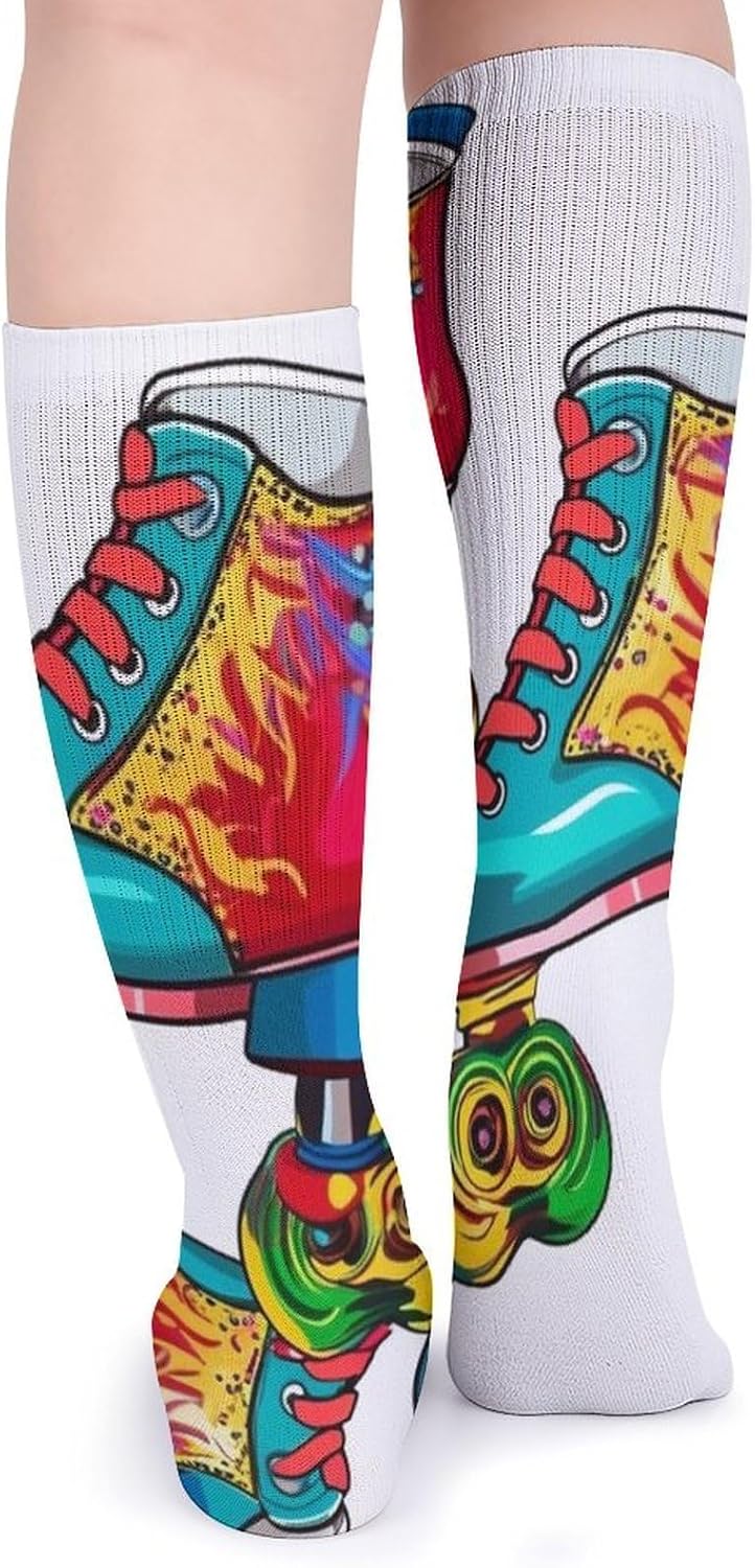 5 Pairs Knee High Socks Roller Skates Long Tube Boot Seamless Toe