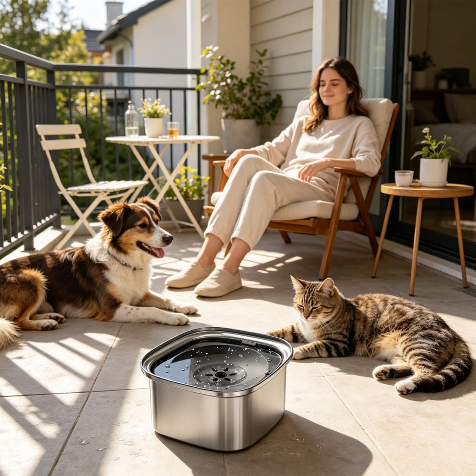 Cuenco de Agua Lento para Perros 3L Gran Capacidad Bebedero Antivuelco