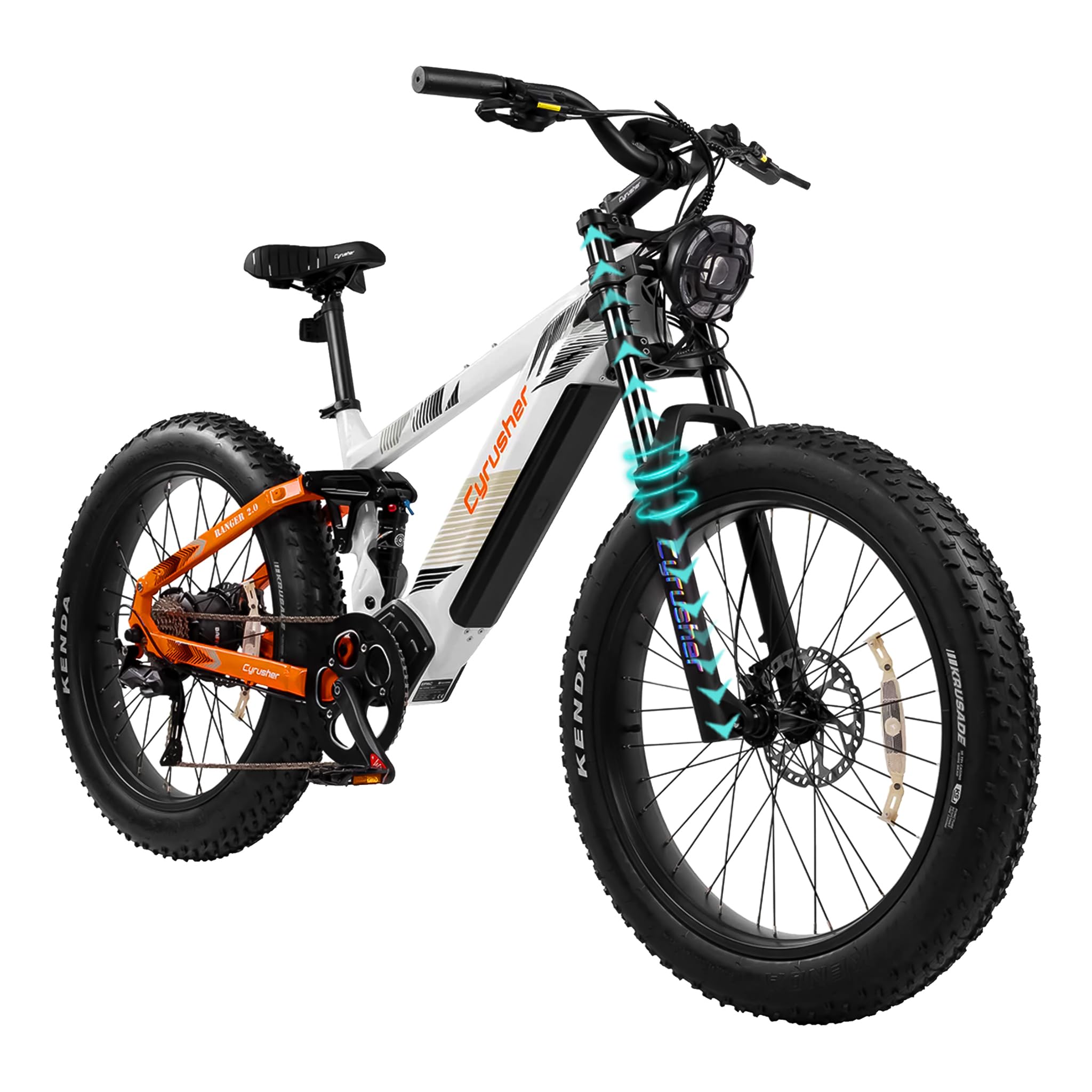 Vélo Électrique en Aluminium Ranger 26Pouces, 250W 25 km/h 52V 20Ah 1040Wh 128 km, Amortisseur à air, Freins à Disque Hydrauliques