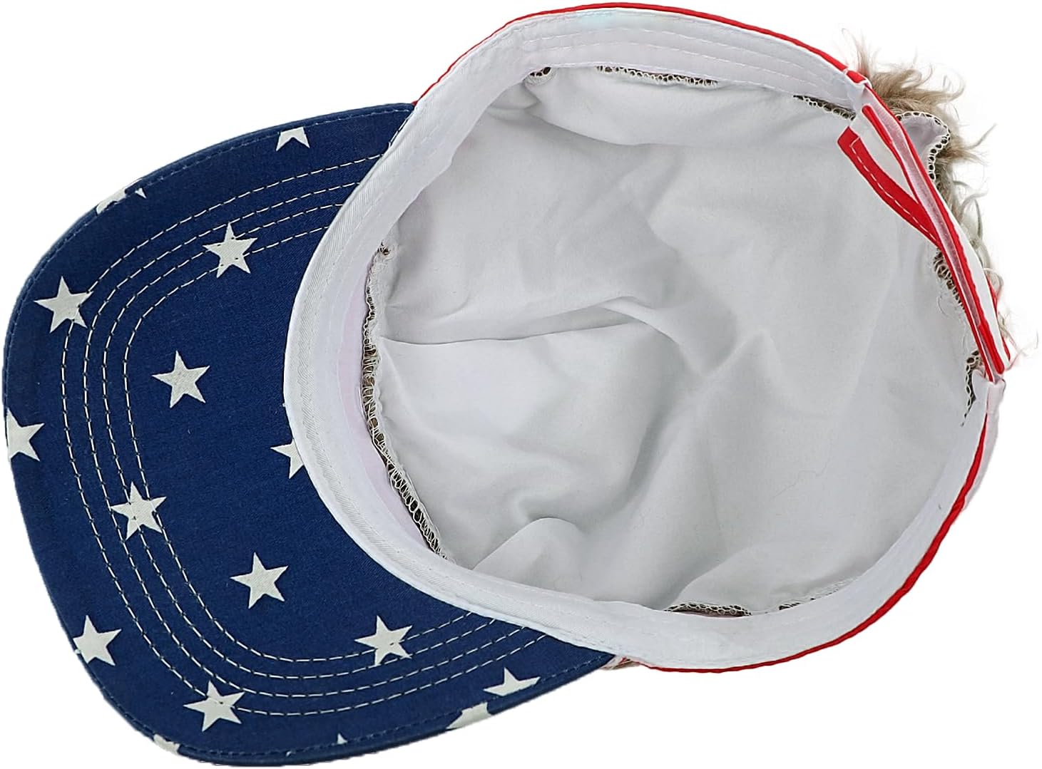 Men's Funny Fake Hair Visor Cap Spiked Peaked Baseball Hat Adjustable Summer UV Protection Tennis Beach Golf Sun Hat